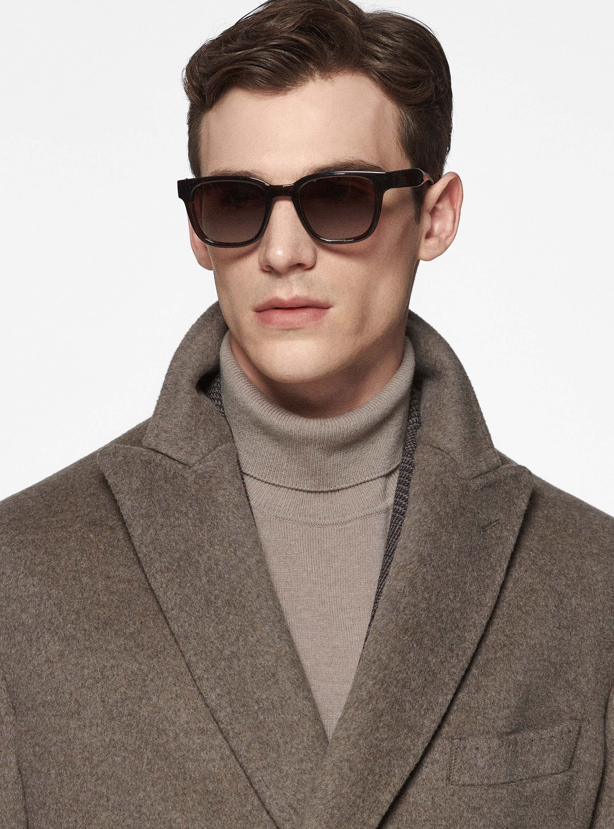 Abrigo cruzado de lana y cachemira, BARRO