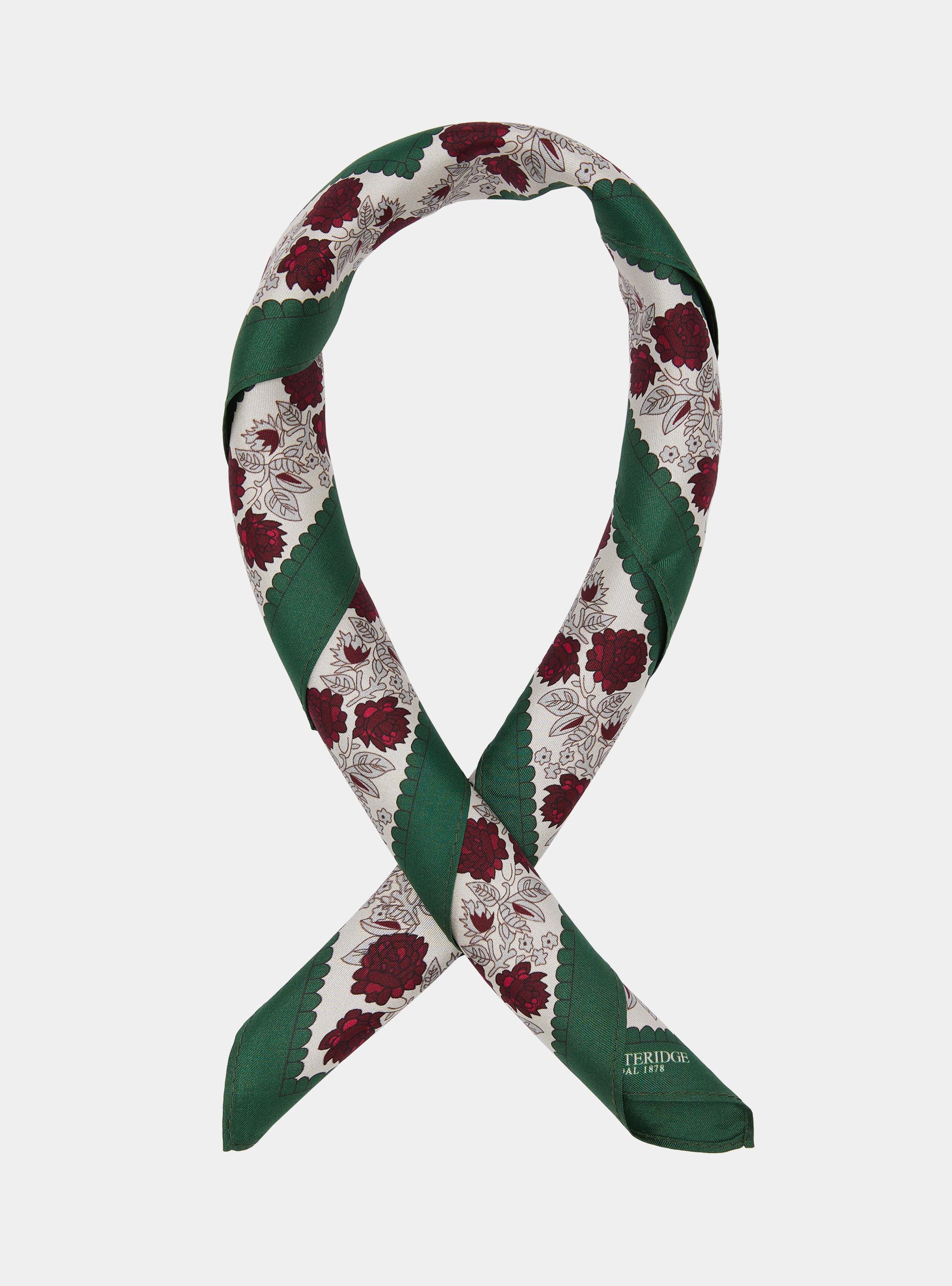 Foulard in seta stampa floreale, VERDE
