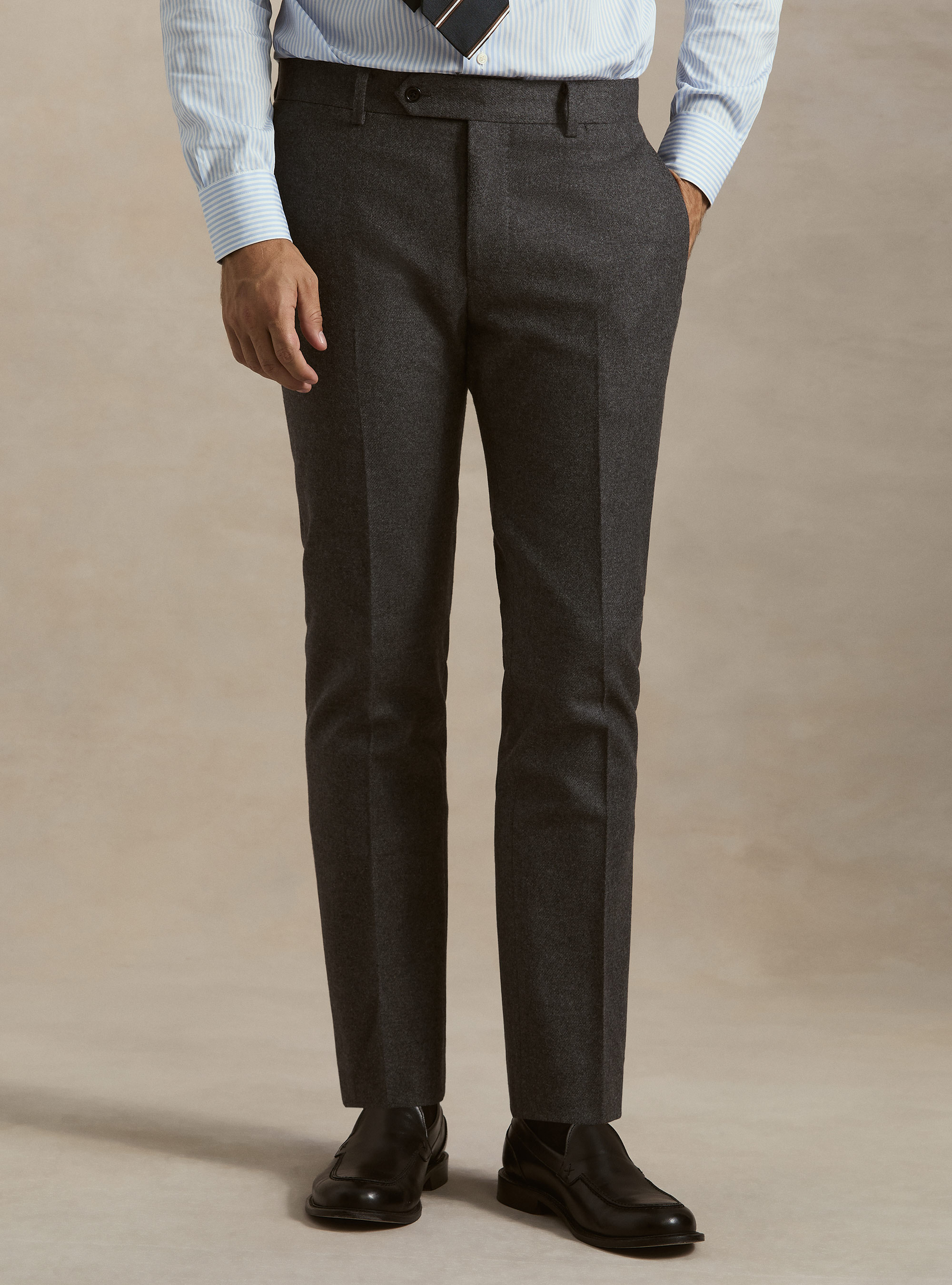 Wool blend flannel trousers, ASPHALT GREY