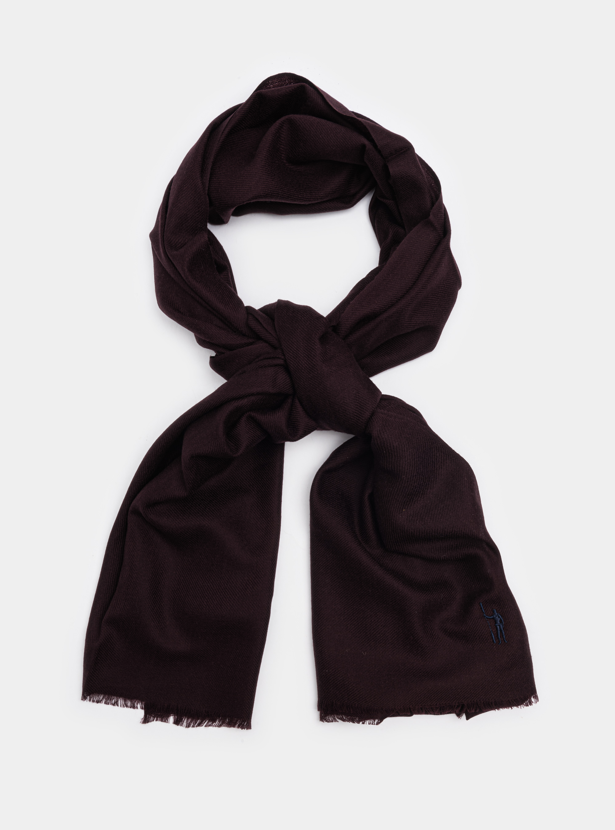 Sciarpa in lana con ricamo in contrasto, BORDEAUX