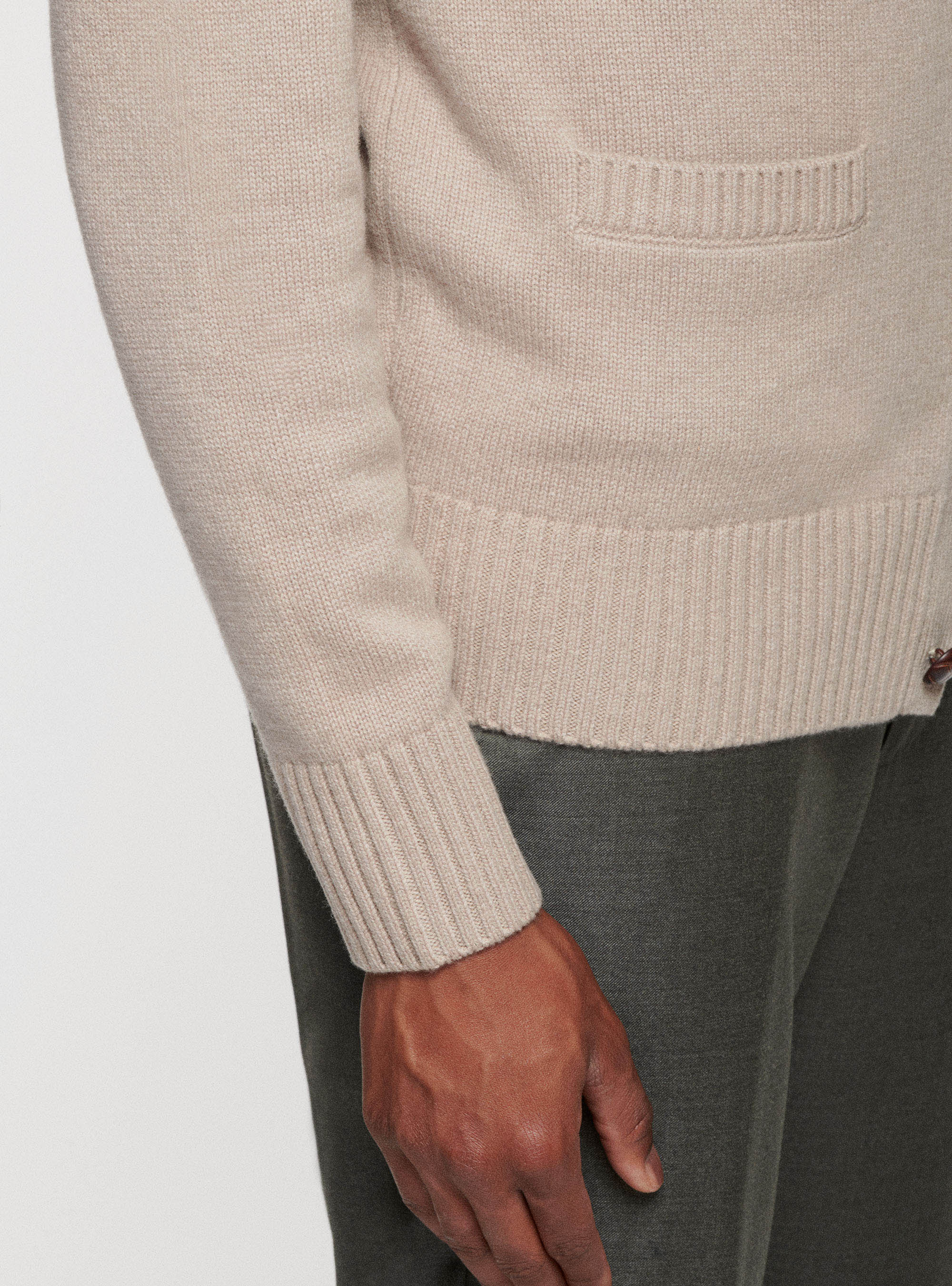 Lambswool and cashmere cardigan, SAND