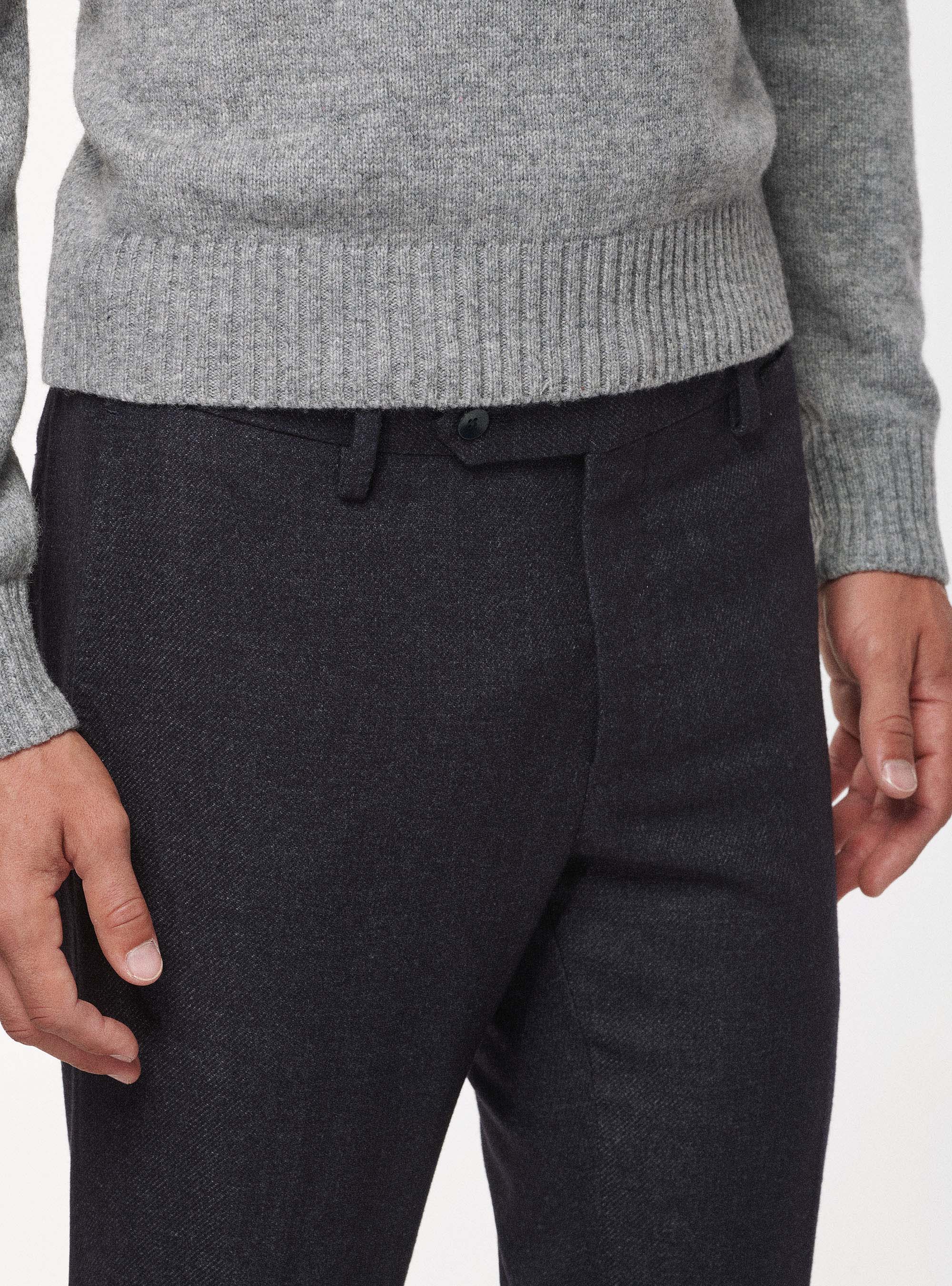 Pantaloni in flanella di lana Duemilagori, BLU NAVY