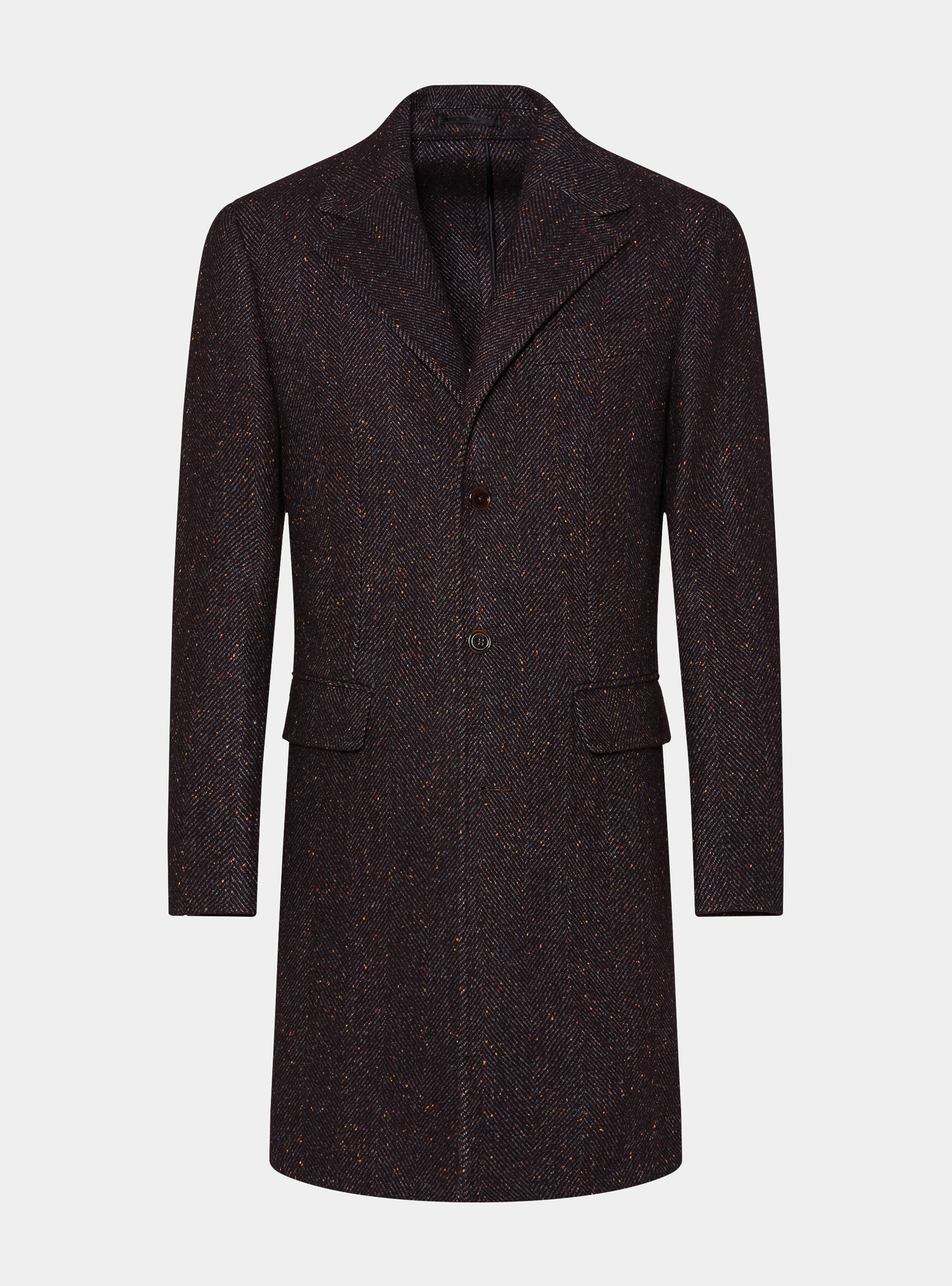 Wool-blend boutonné coat, BORDEAUX