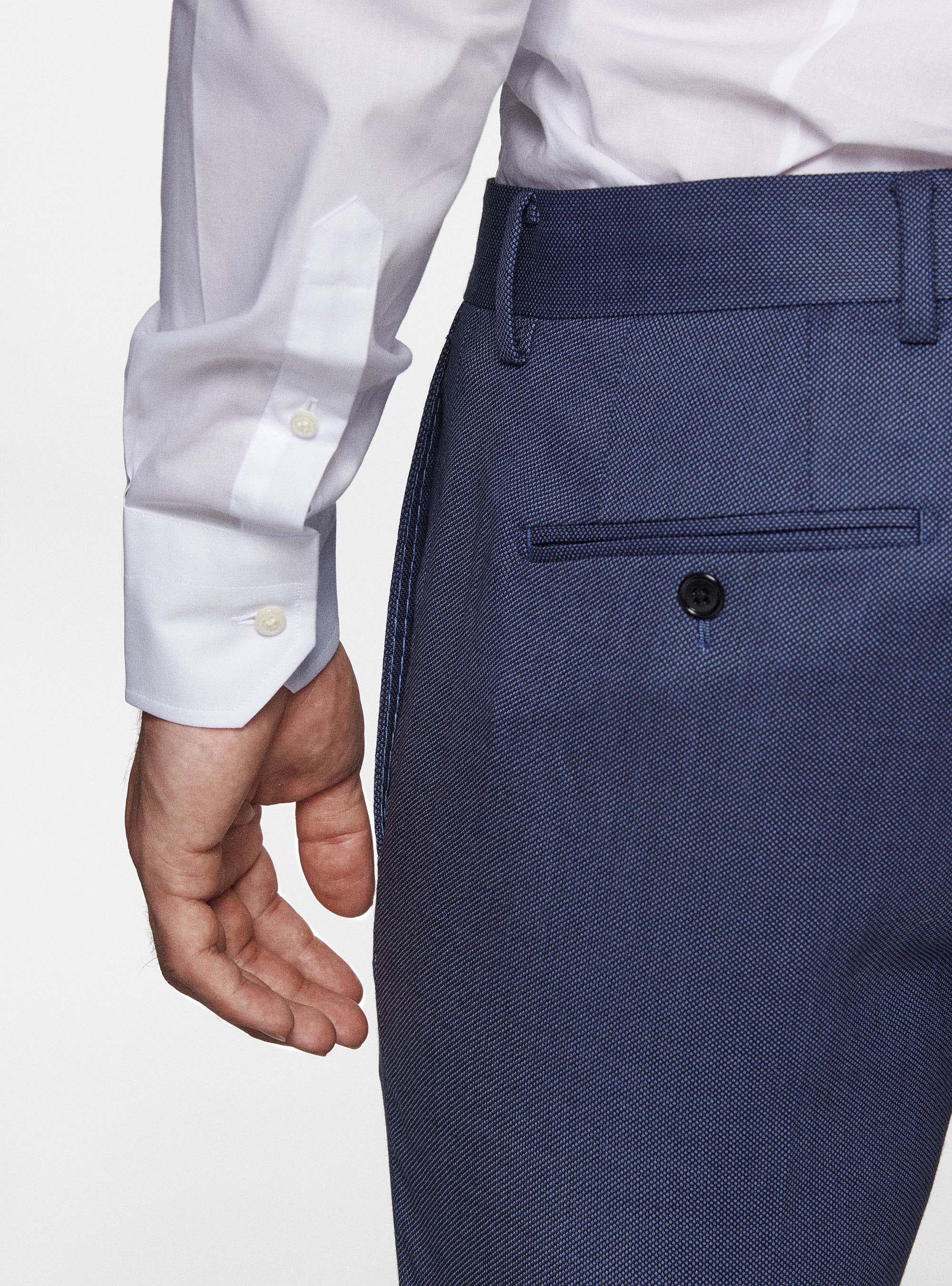 Pantaloni in pura lana occhio di pernice, INCHIOSTRO