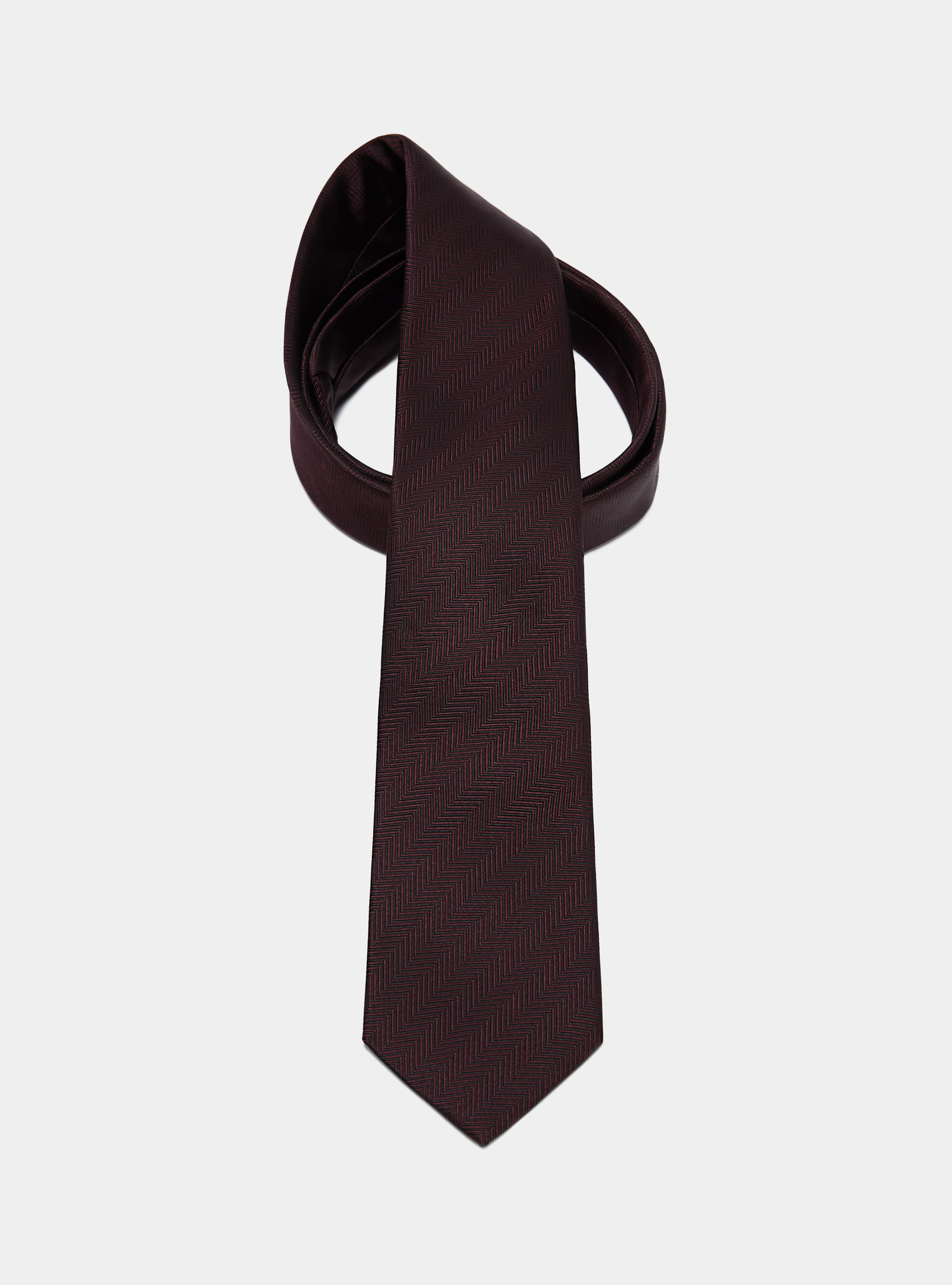 Cravate en soie à chevrons, BORDEAUX