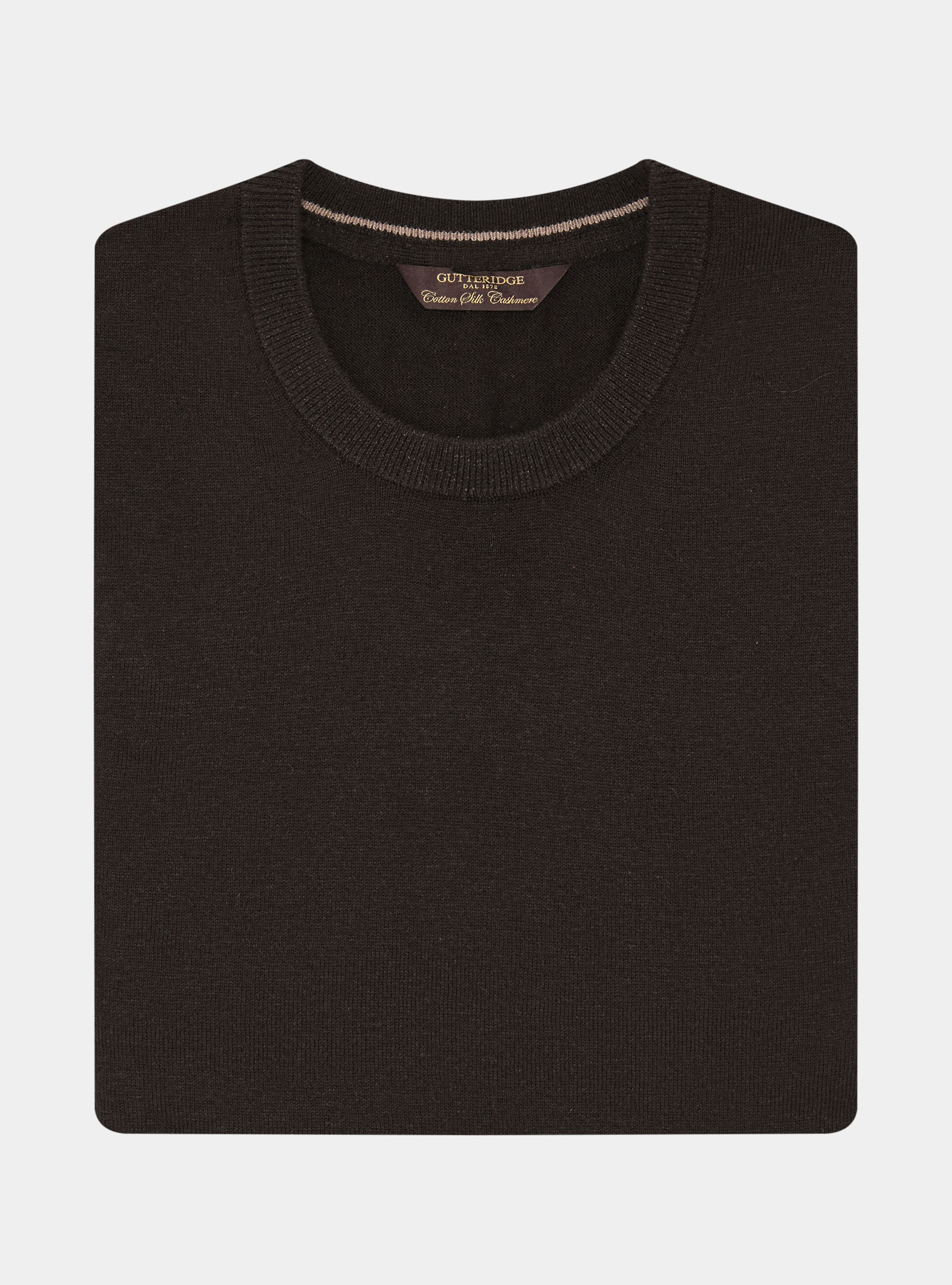 Maglia girocollo in cotone seta e cashmere, MARRONE