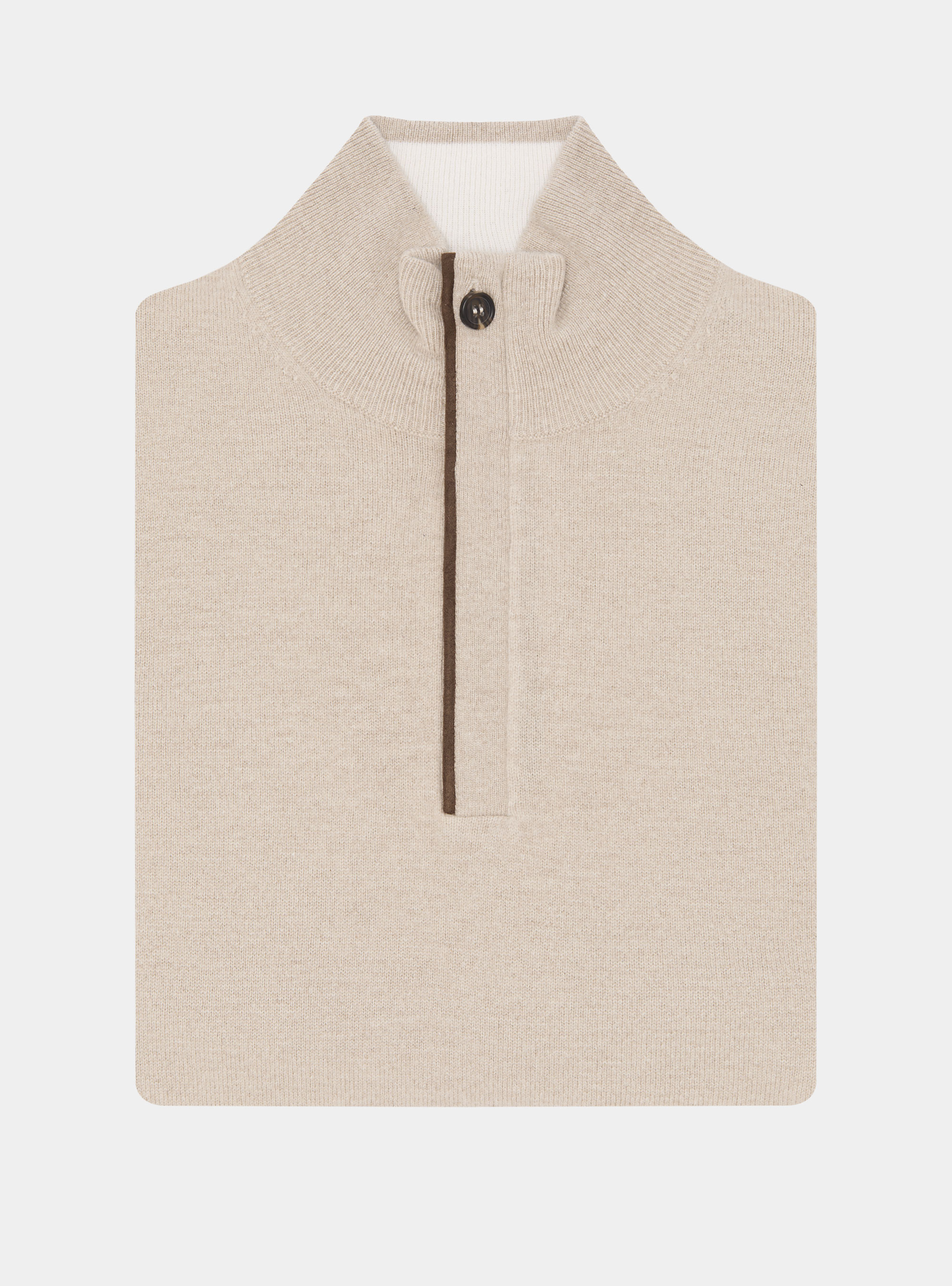 Pull demi-zip en lambswool et cachemire, &Atilde; CRU