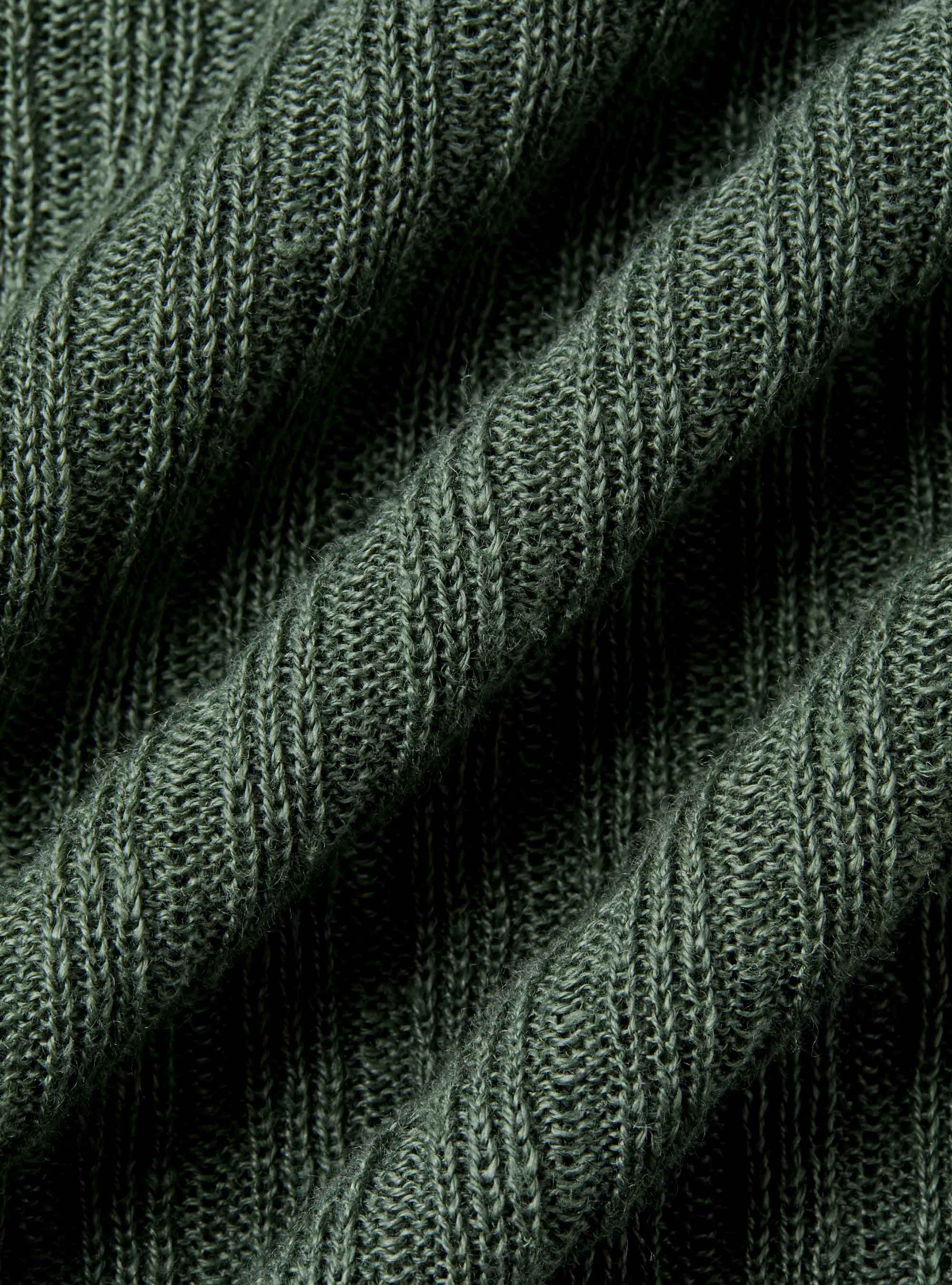 Maglia girocollo a costine in puro lino, SALVIA 0602C