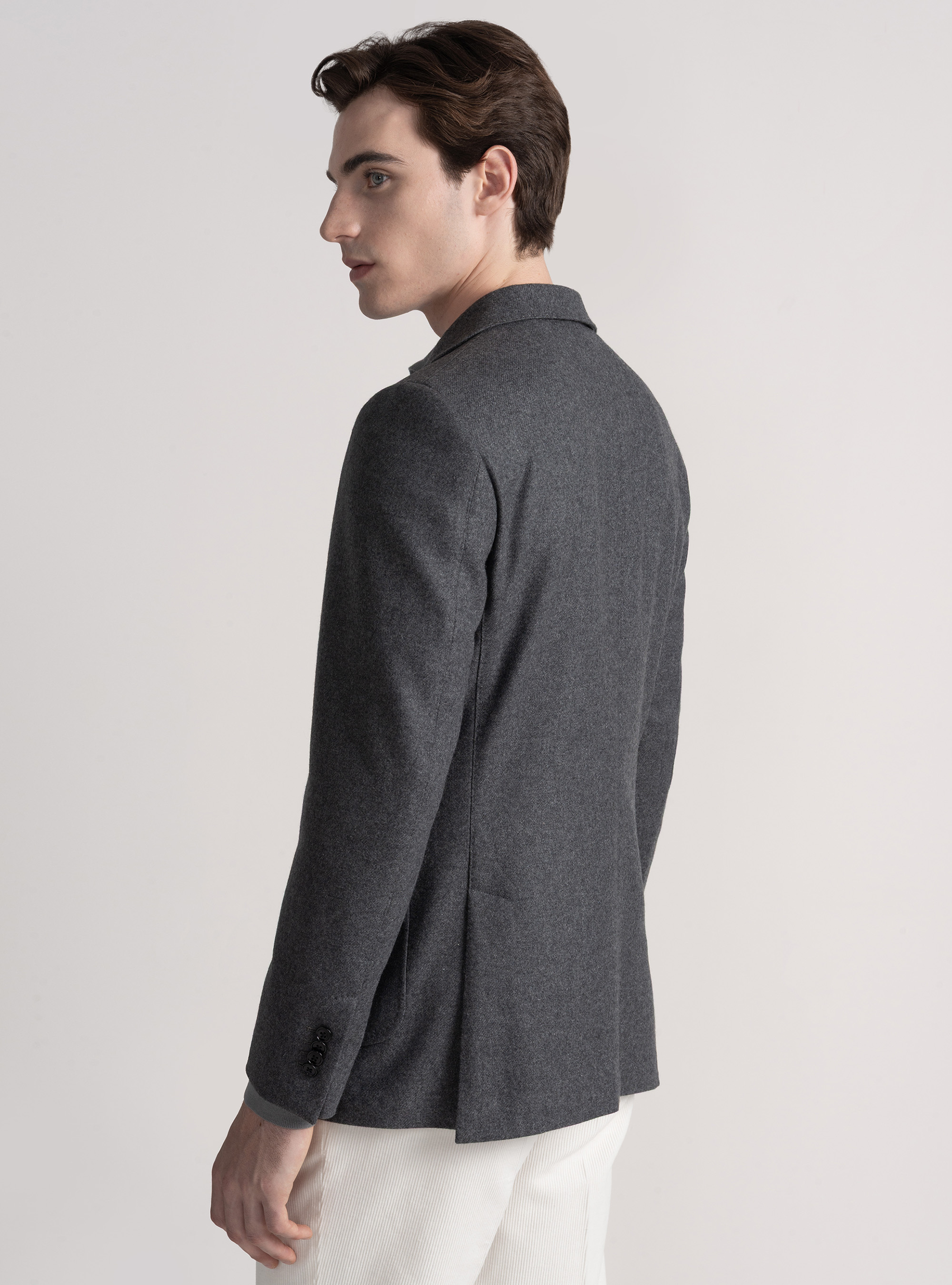 Giacca in flanella di misto lana, ASFALTO