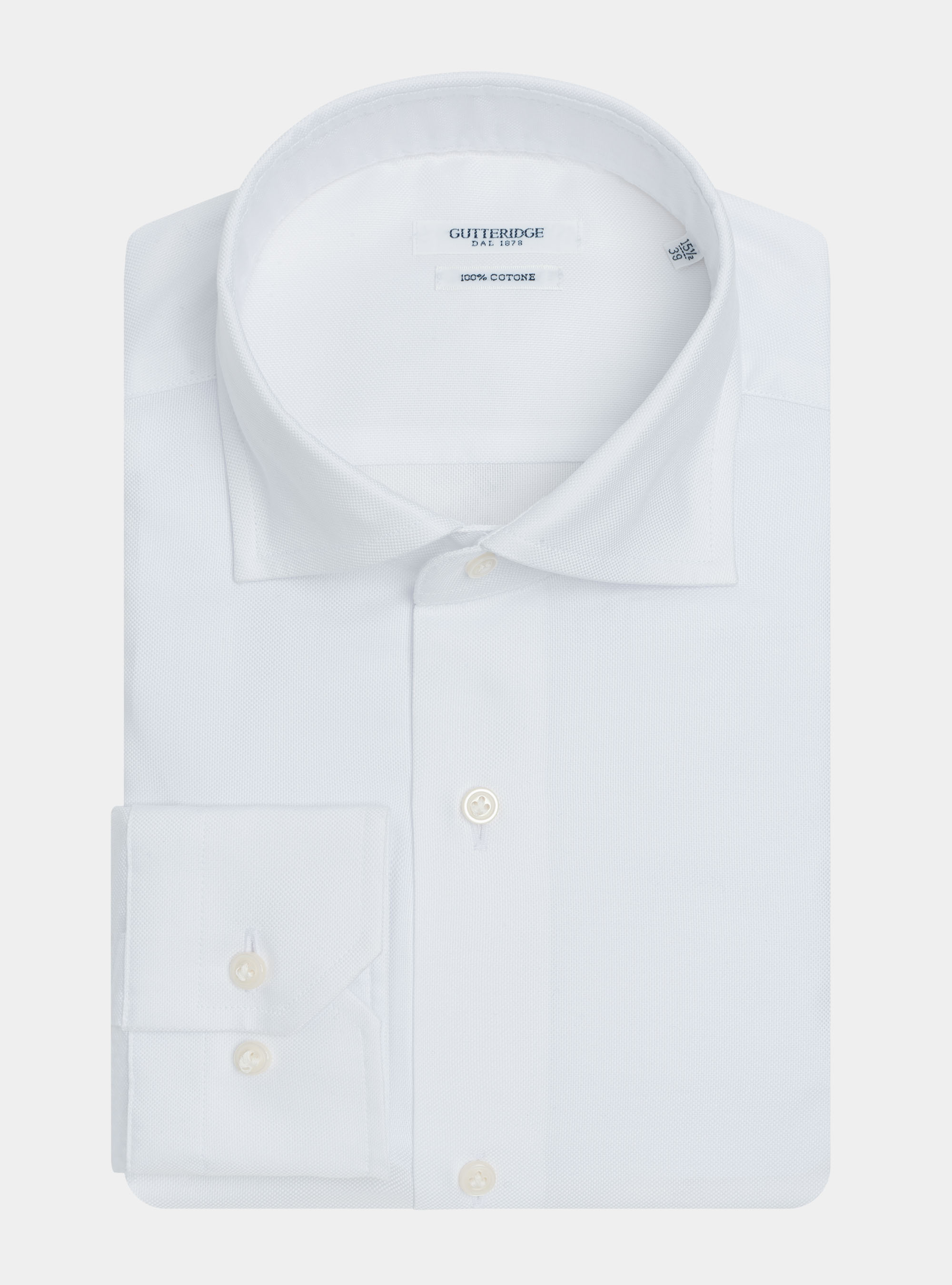 Camicia collo semi francese in oxford di cotone, BIANCO