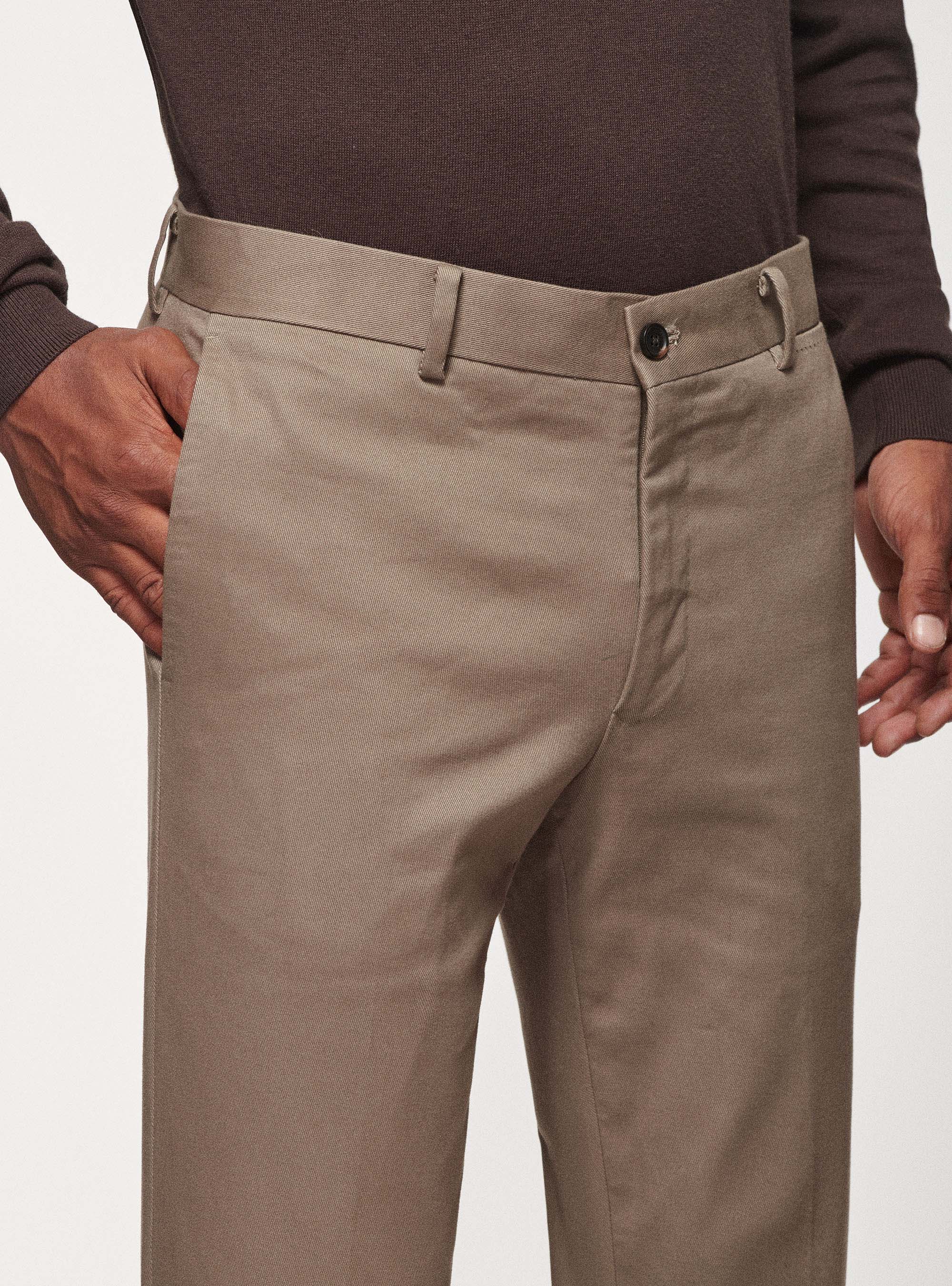 Pantalones de algod&oacute;n esmerilado, BARRO