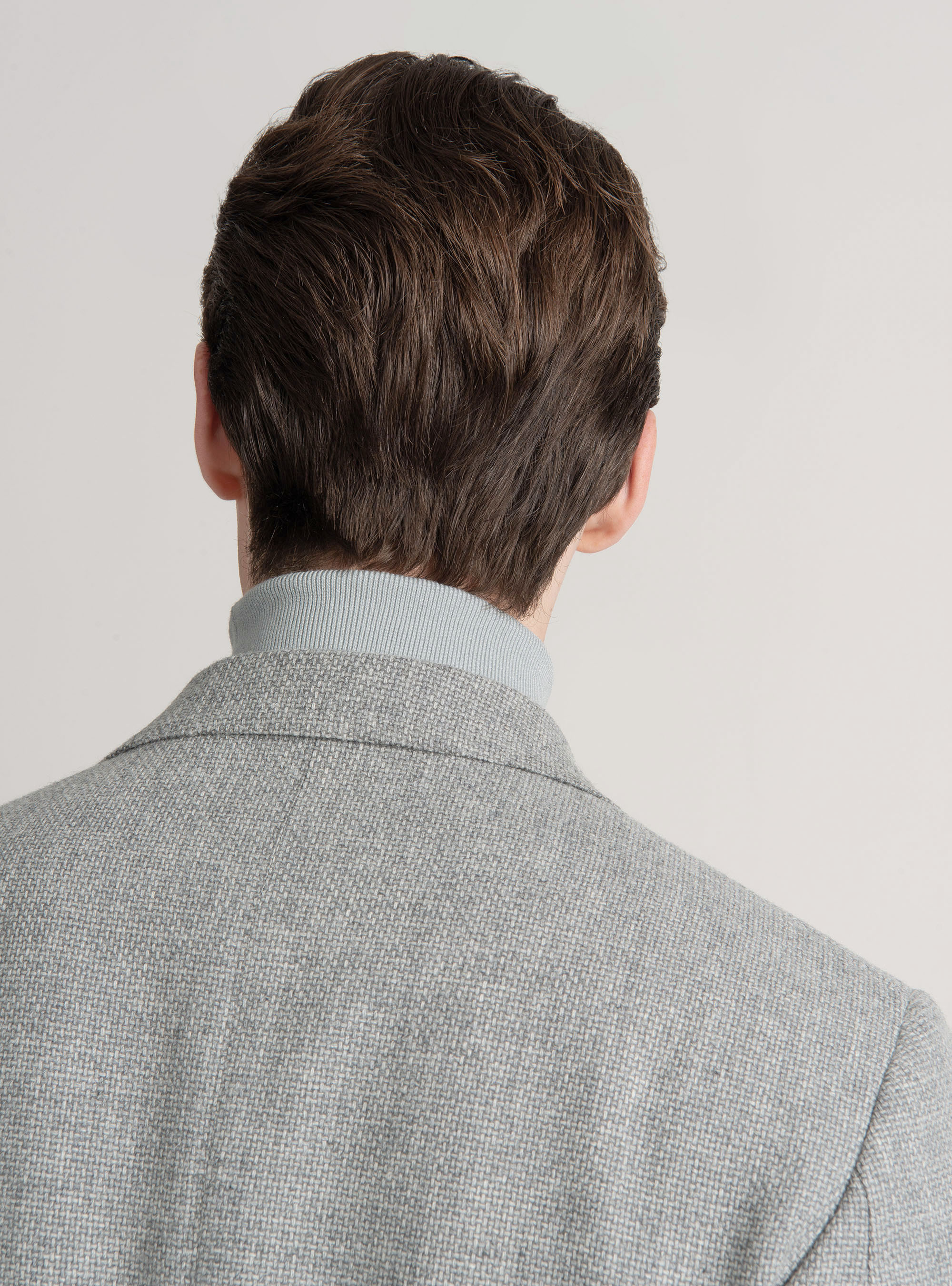 Giacca hopsack in lana cotone e cashmere, GRIGIO CHIARO