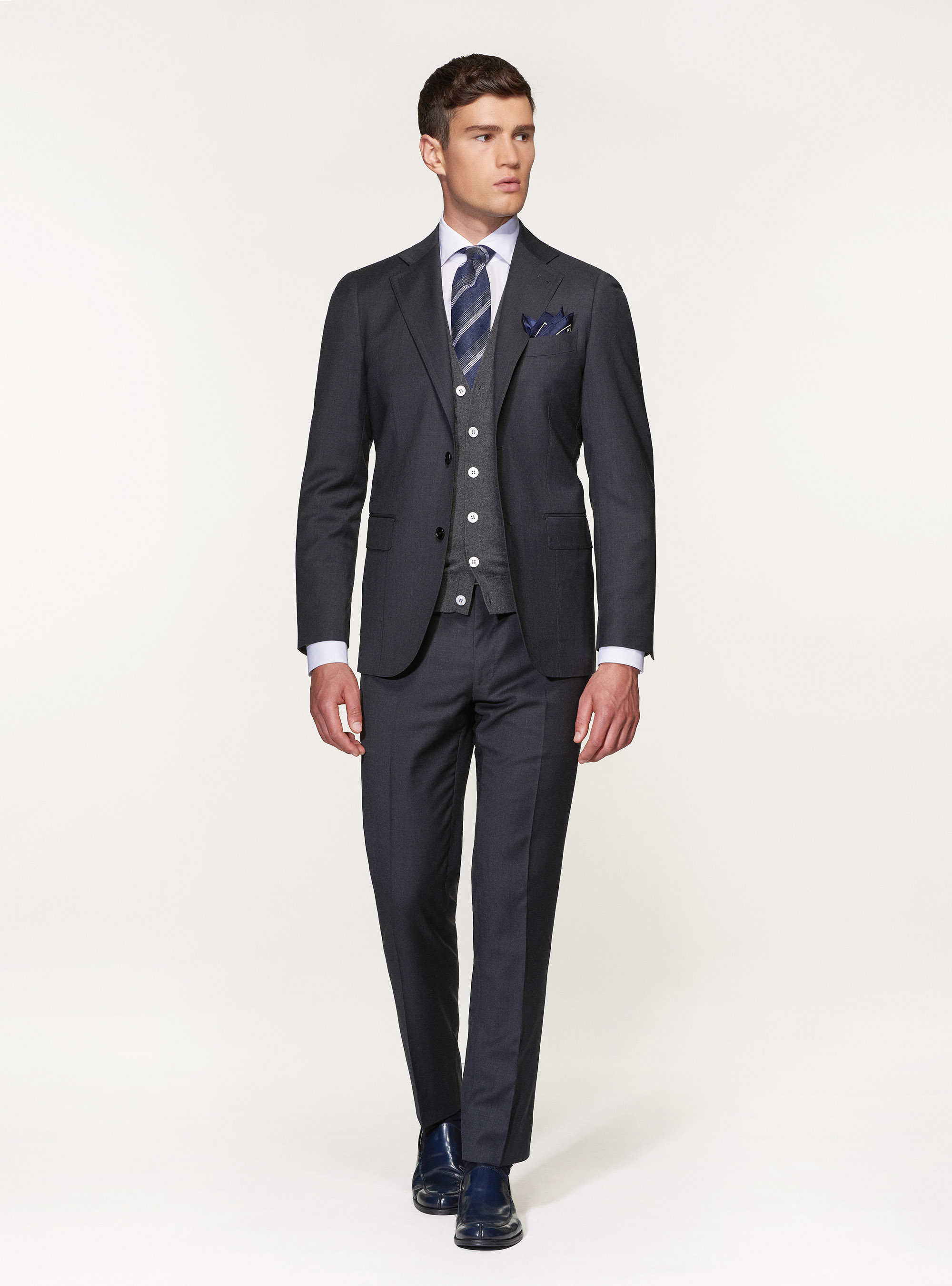 Giacca per abito in pura lana superfine 120's, ASFALTO