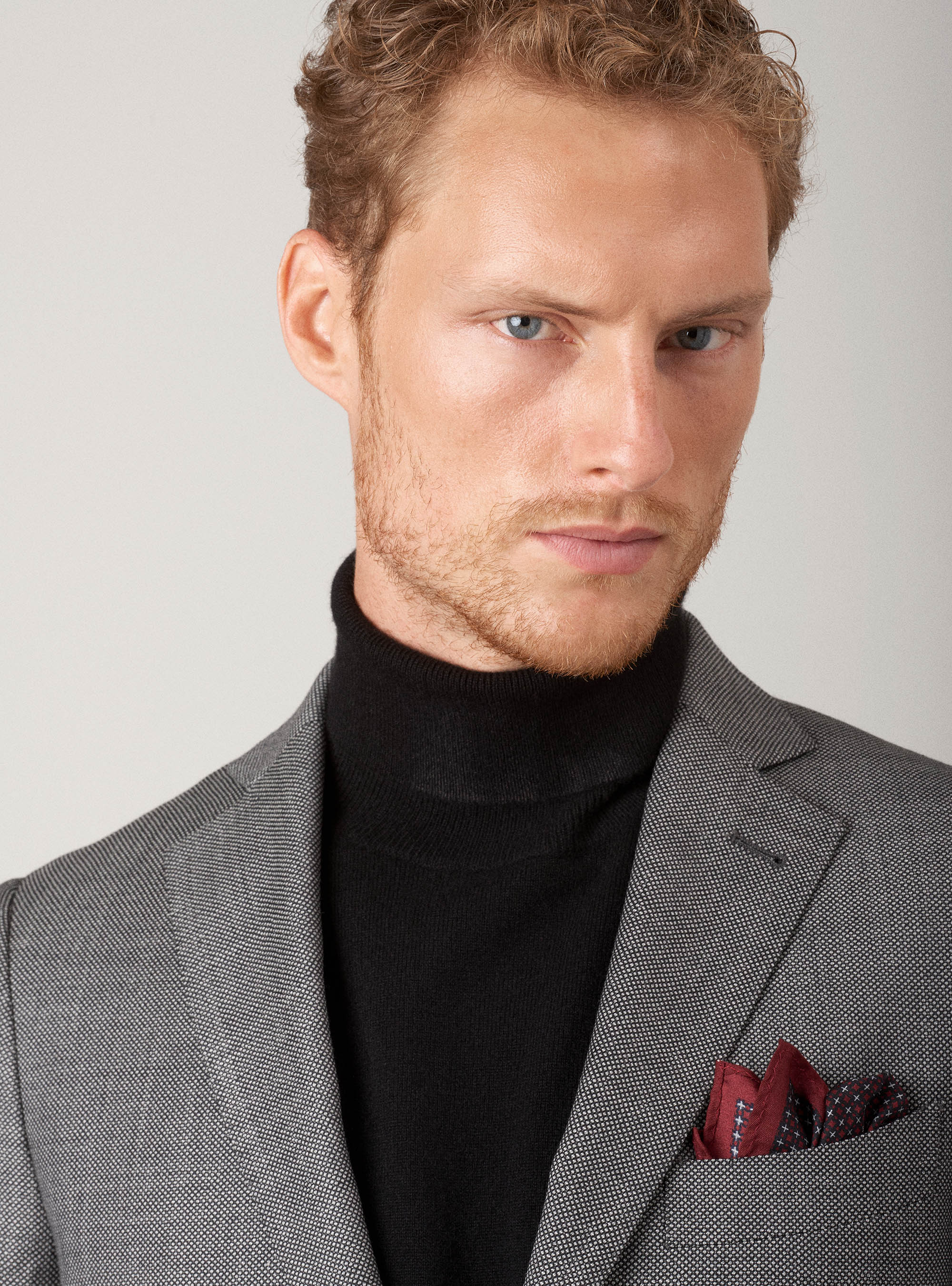 Giacca da abito occhio di pernice in pura lana, GRIGIO CHIARO