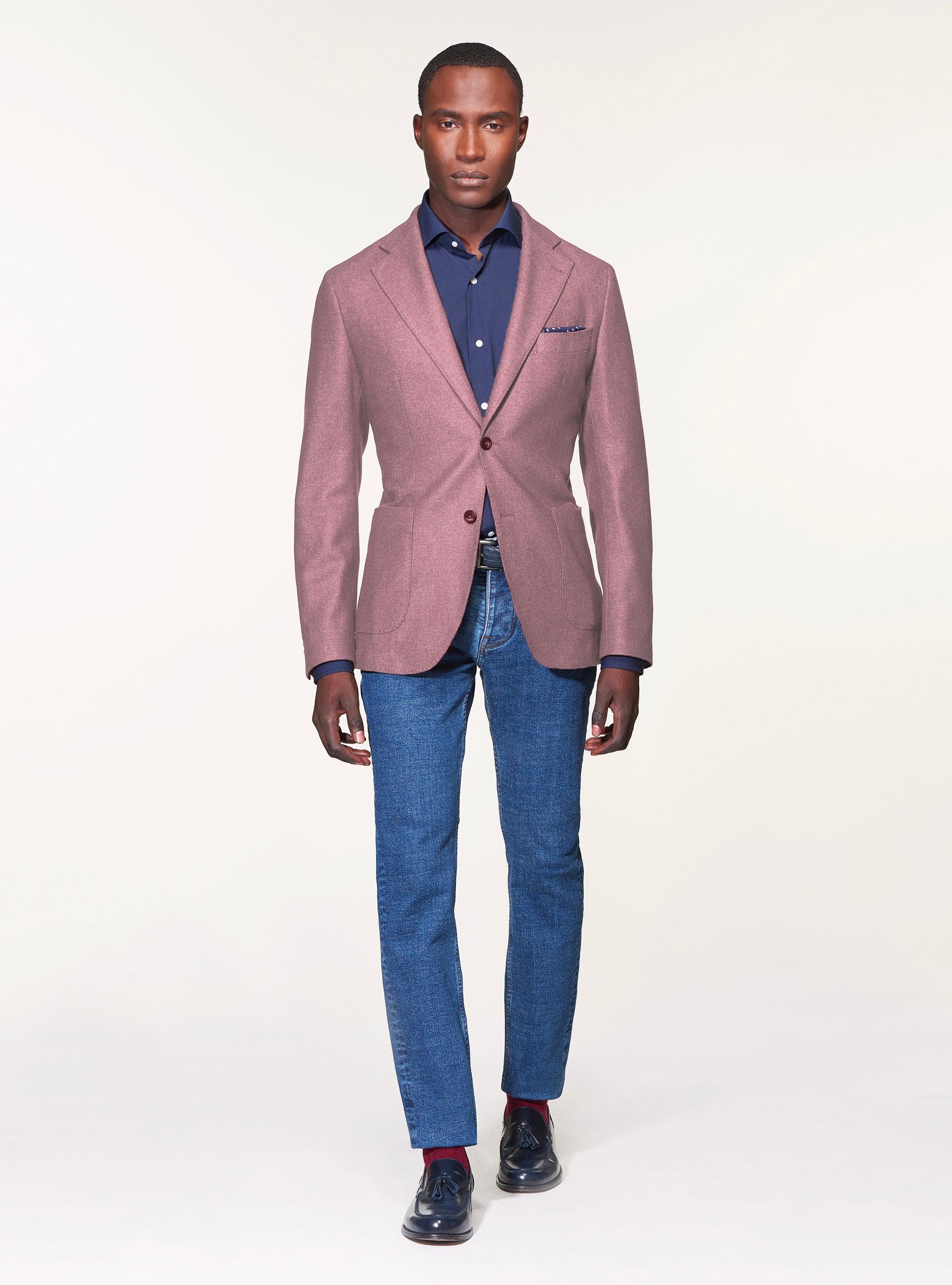 Wool-blend flannel blazer, 0441C ROSA SCURO
