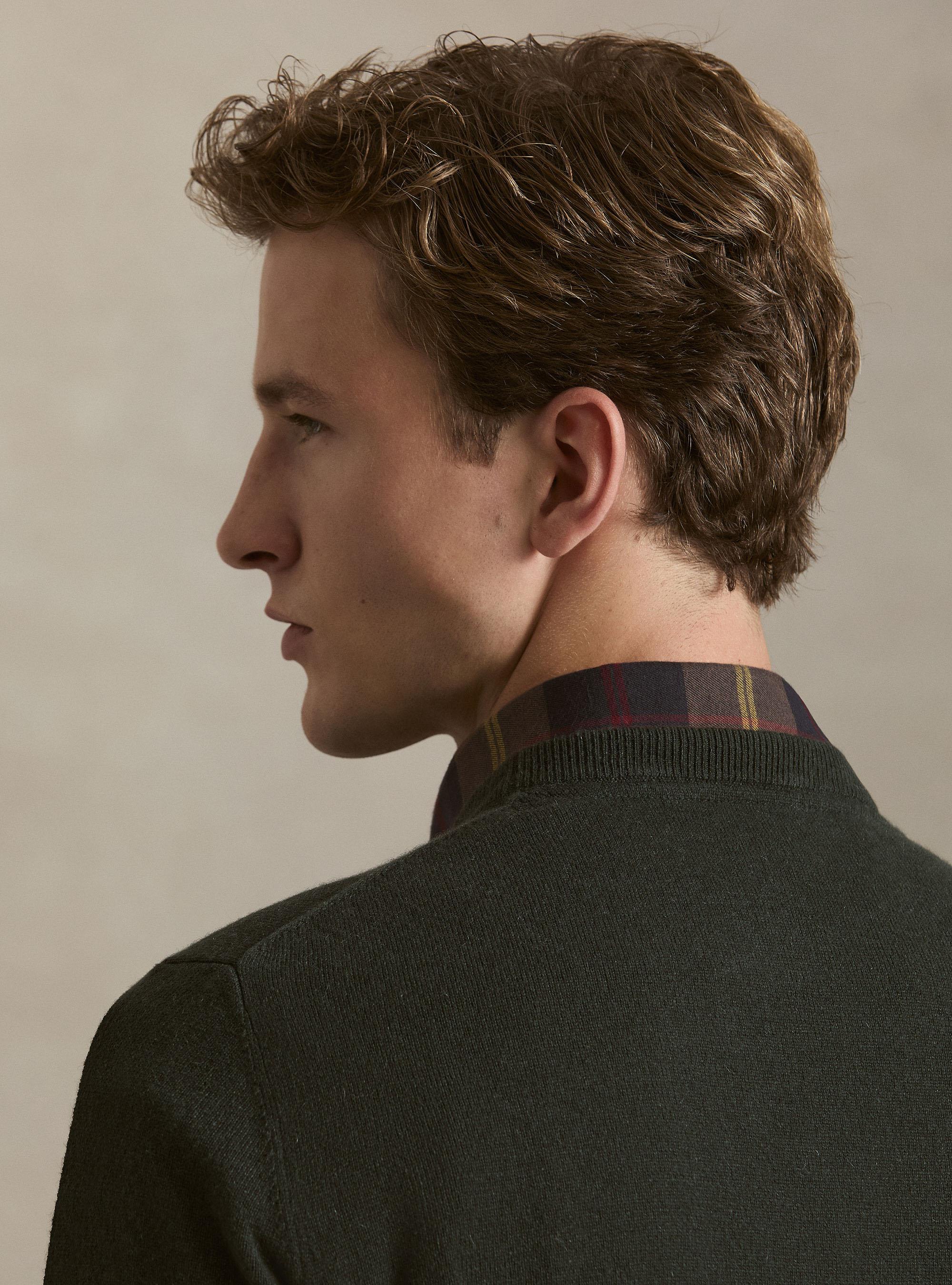 Maglia girocollo in 100% cashmere, MILITARE 0609C