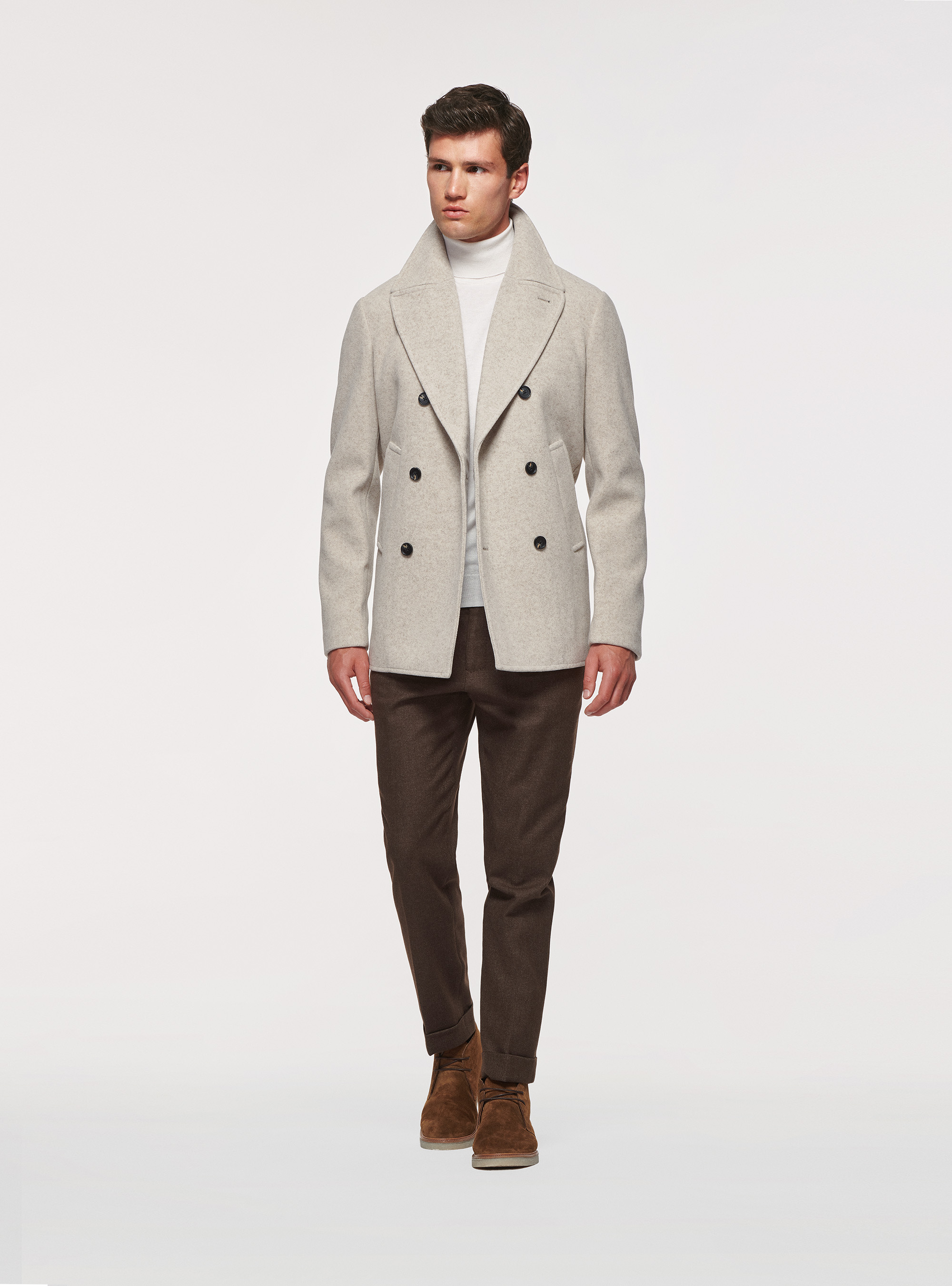 Double-breasted plain peacoat