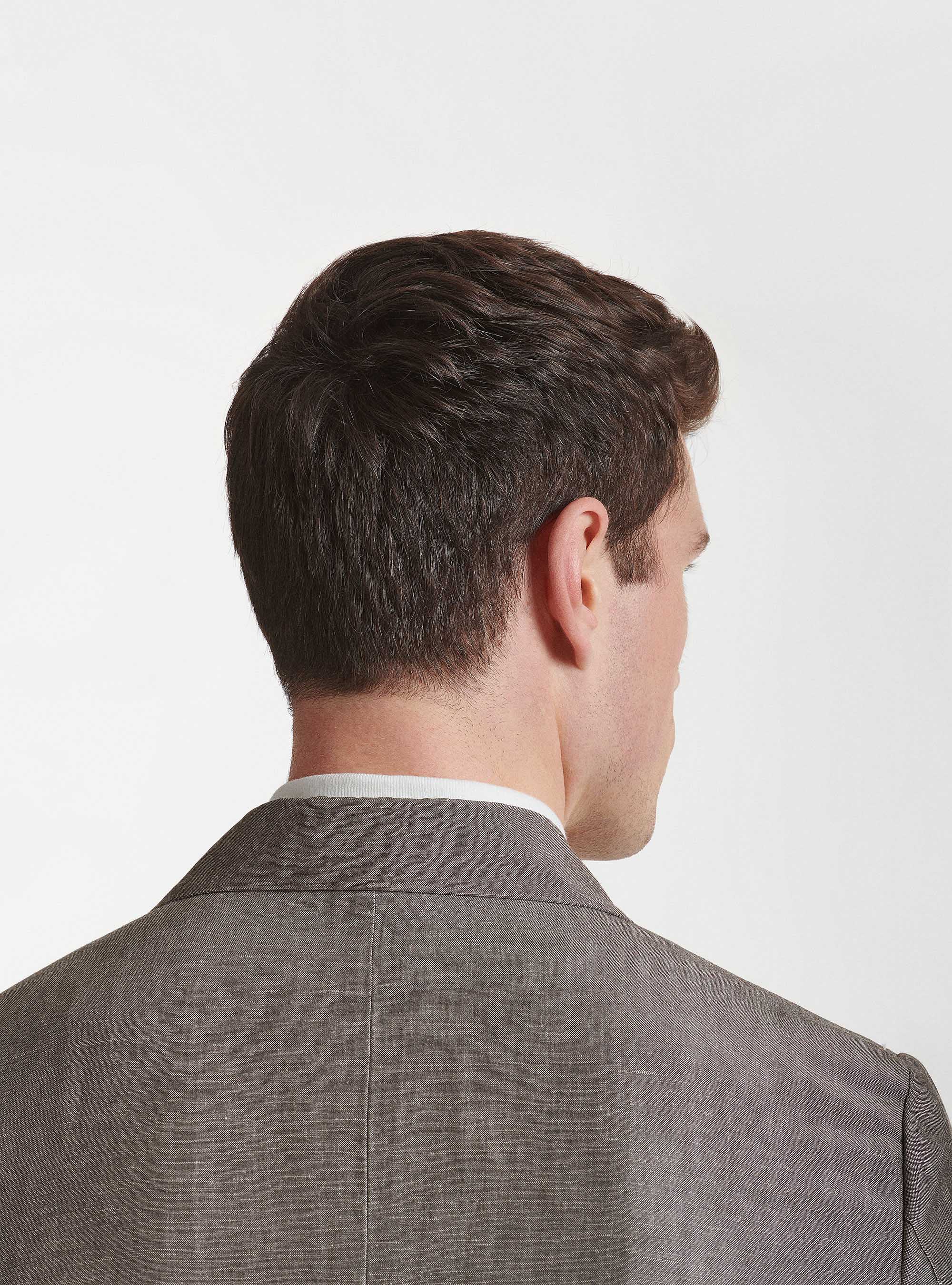 Giacca per abito doppiopetto in lino e lana Zignone, FANGO