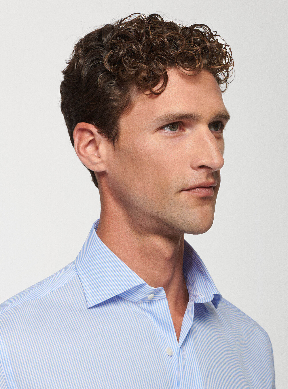 Stretch poplin striped shirt, LIGHT BLUE