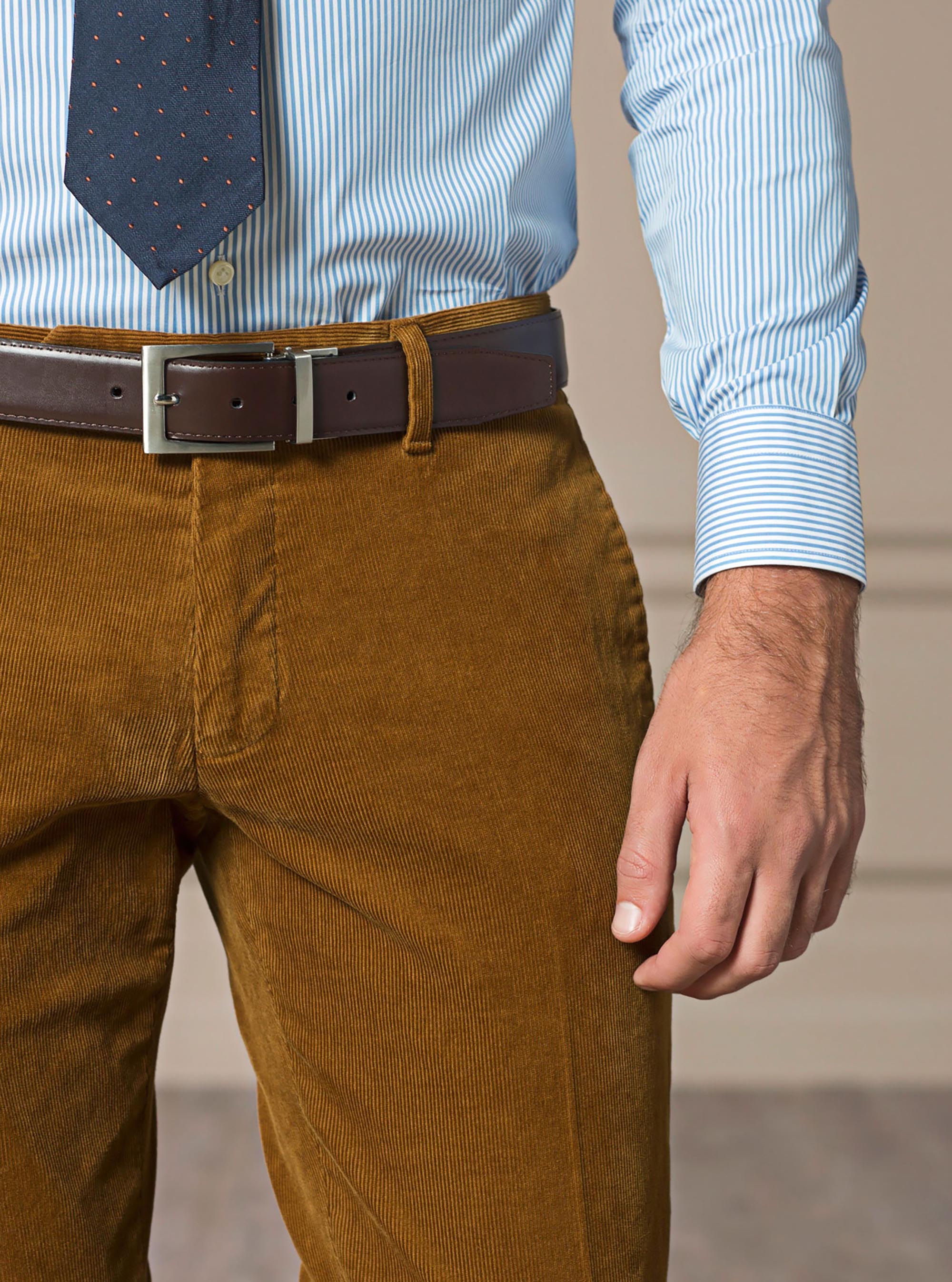 Stretch cotton corduroy slim trousers, MULTICOLOR