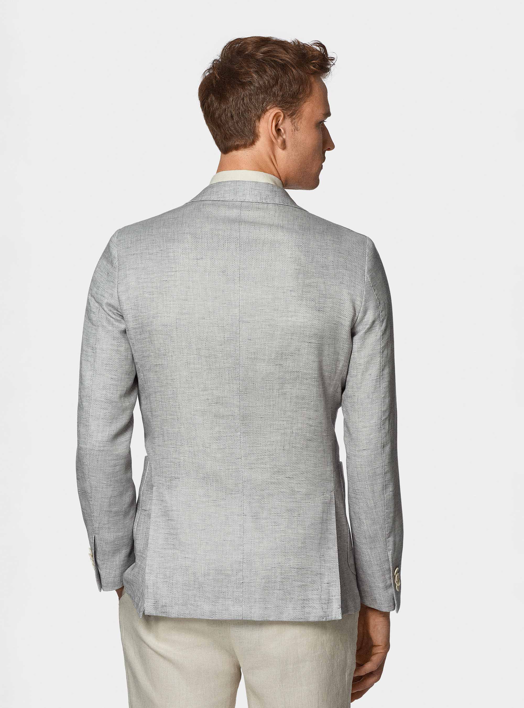 Americana en mezcla de lino y algodón, GRIGIO CHIARO 0256C