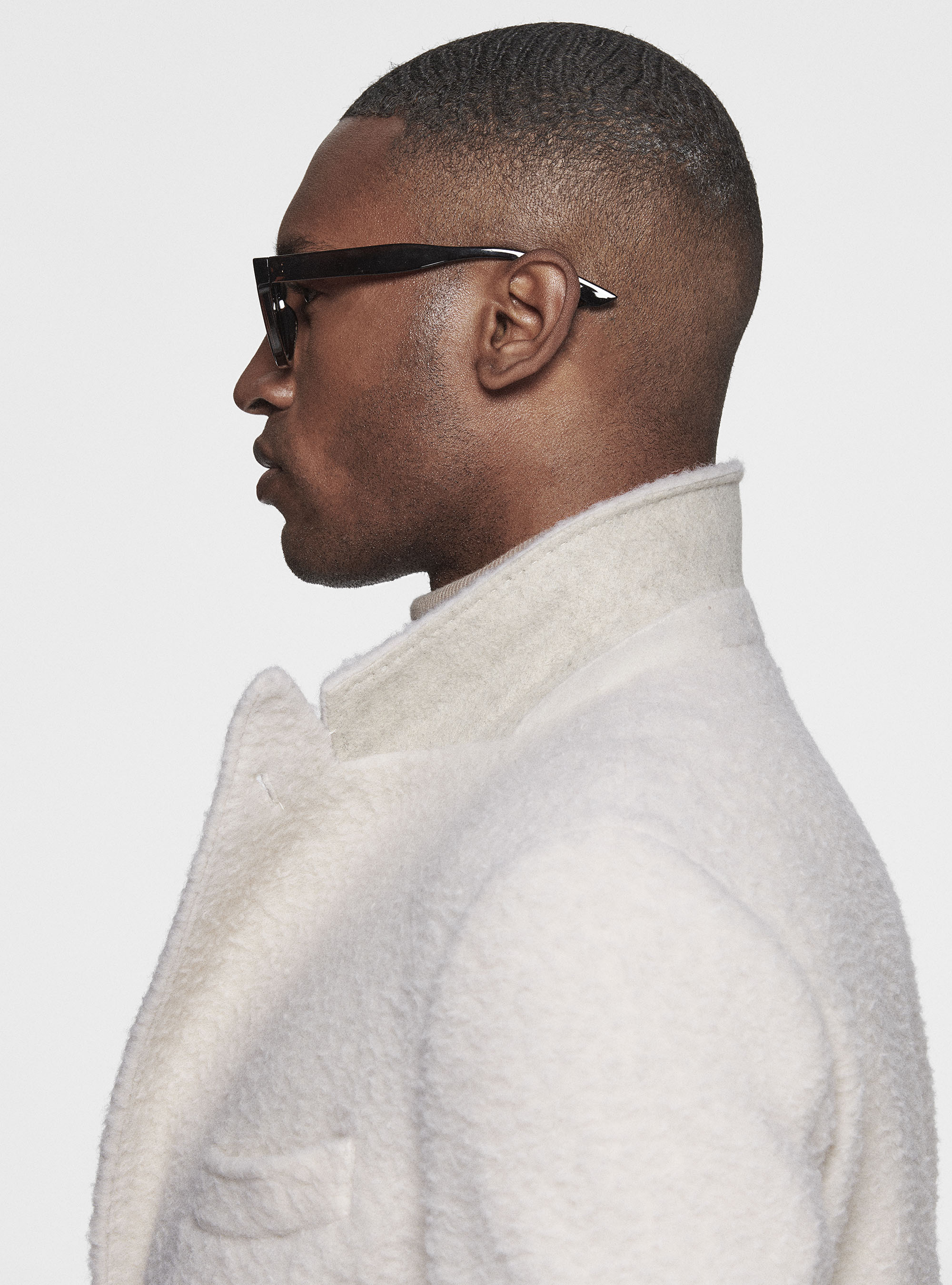 Felted cloth double-breasted coat, WHITE