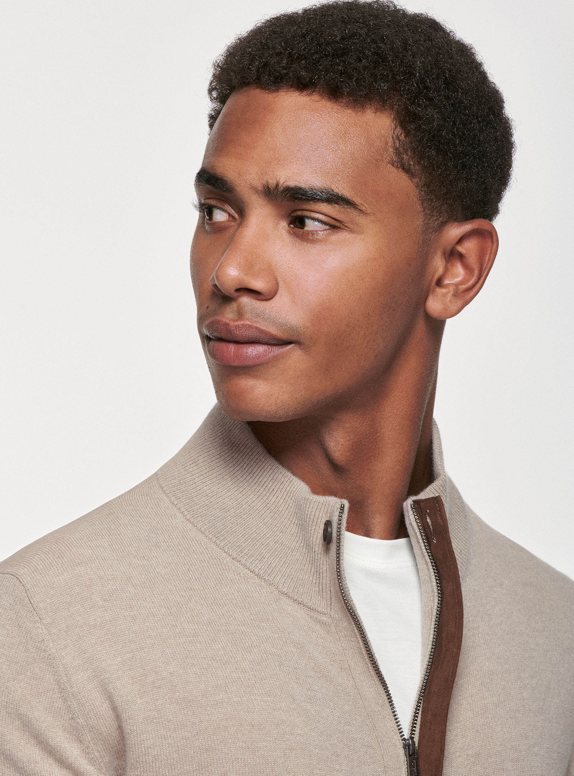 Cardigan in maglia in lana lambswool e cashmere, SABBIA