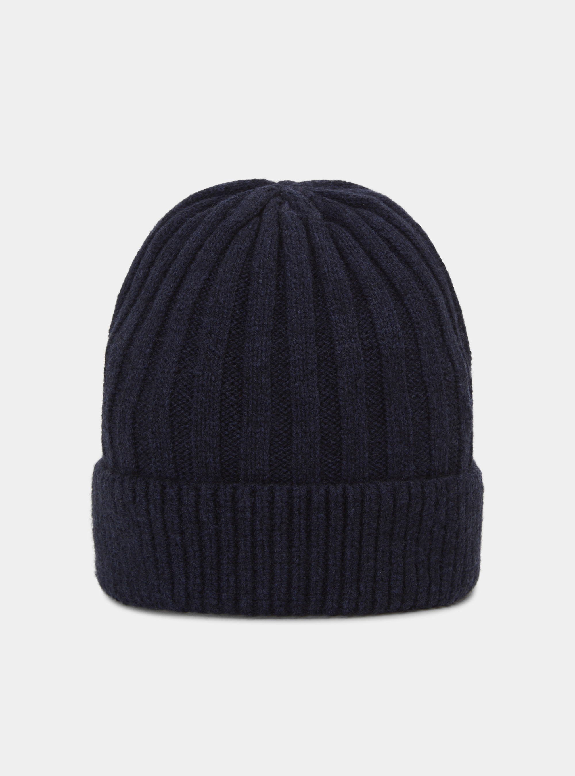 English rib hat in pure wool and cashmere, NAVY BLUE