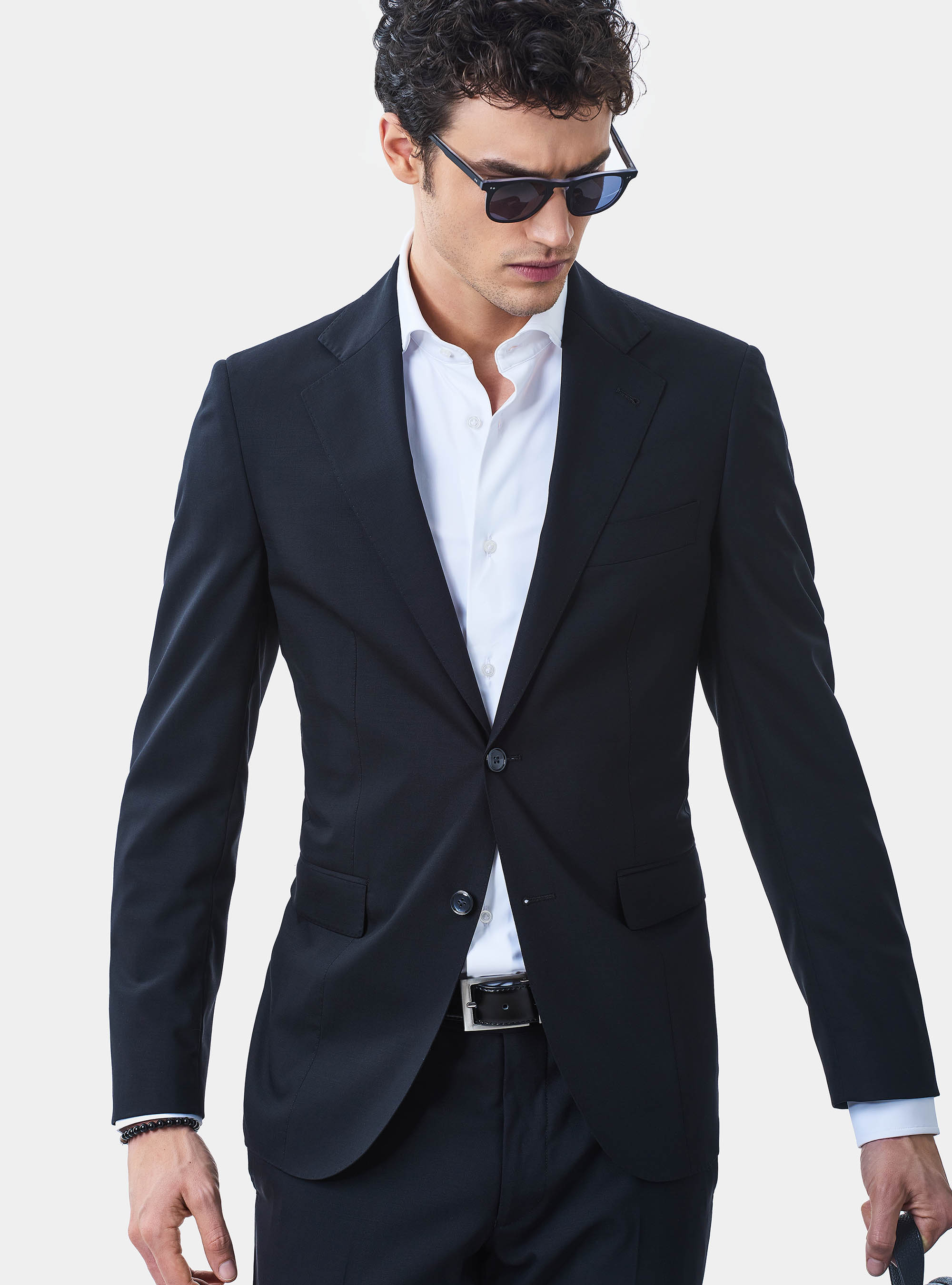 Giacca per abito in lana travelwear, NERO