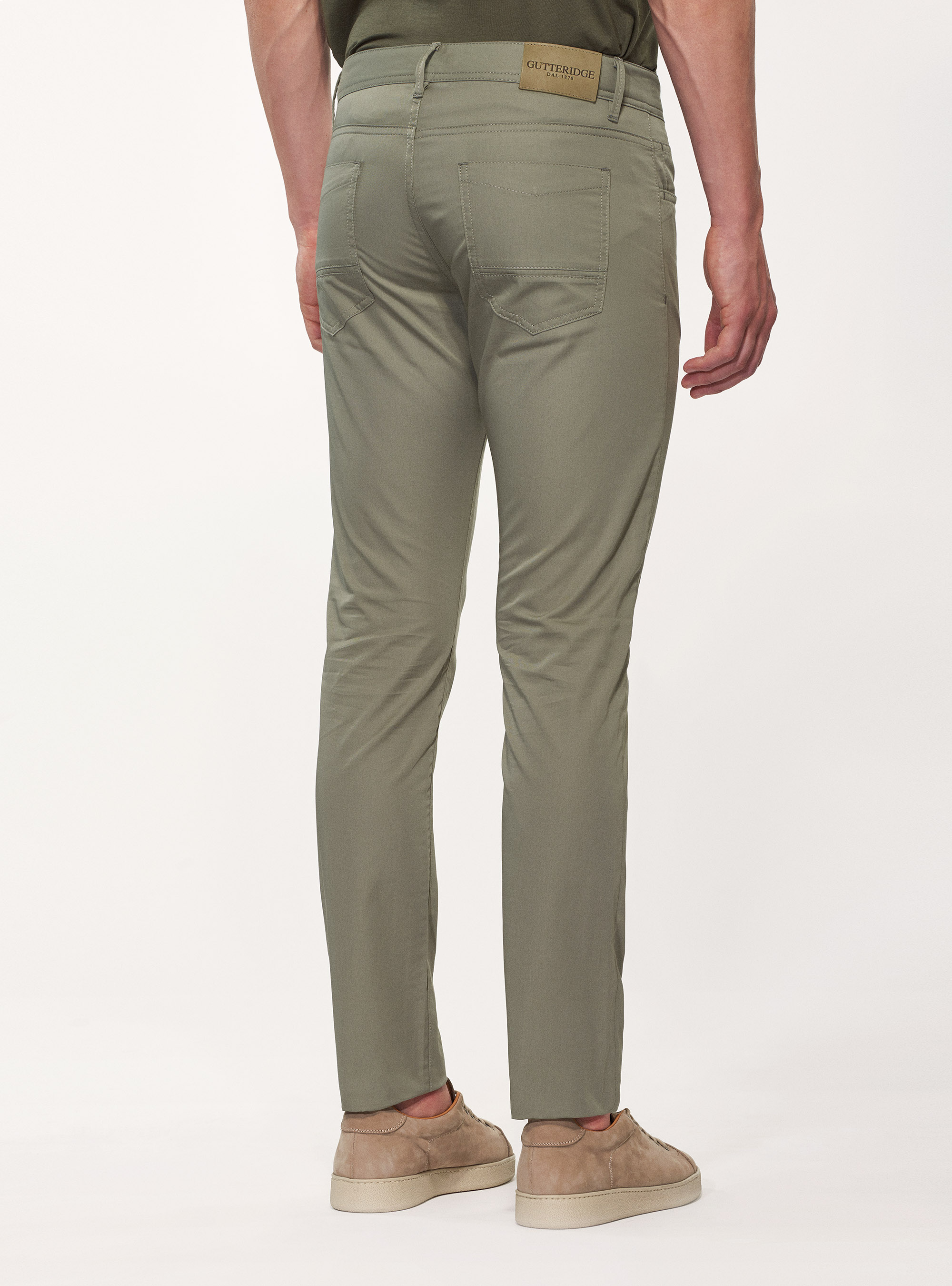 Pantaloni 5 tasche in twill di cotone leggero, SALVIA 0602C