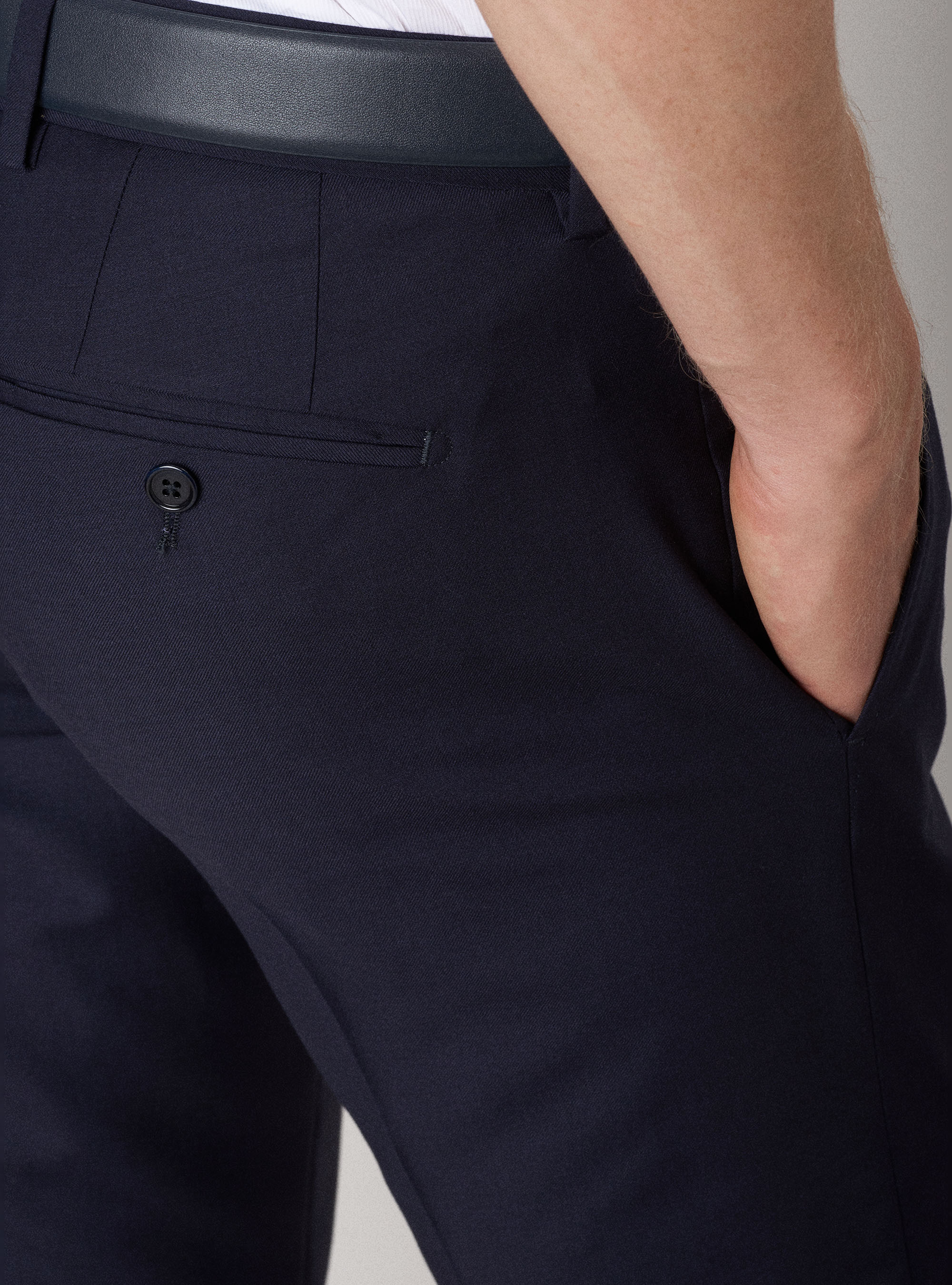 Pantaloni per abito pura lana superfine 120's, BLU NAVY