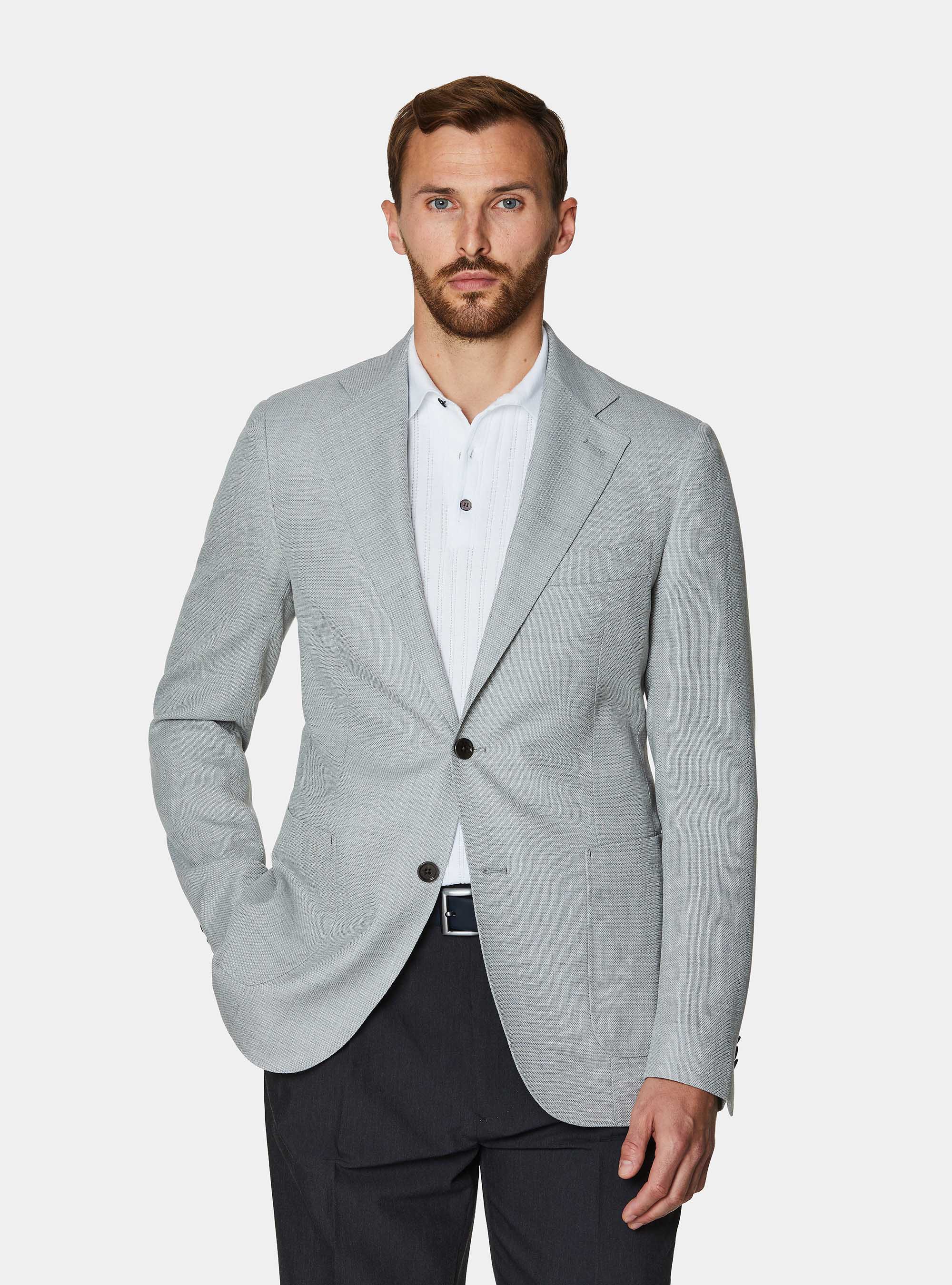 Pure wool hopsack blazer, GREY