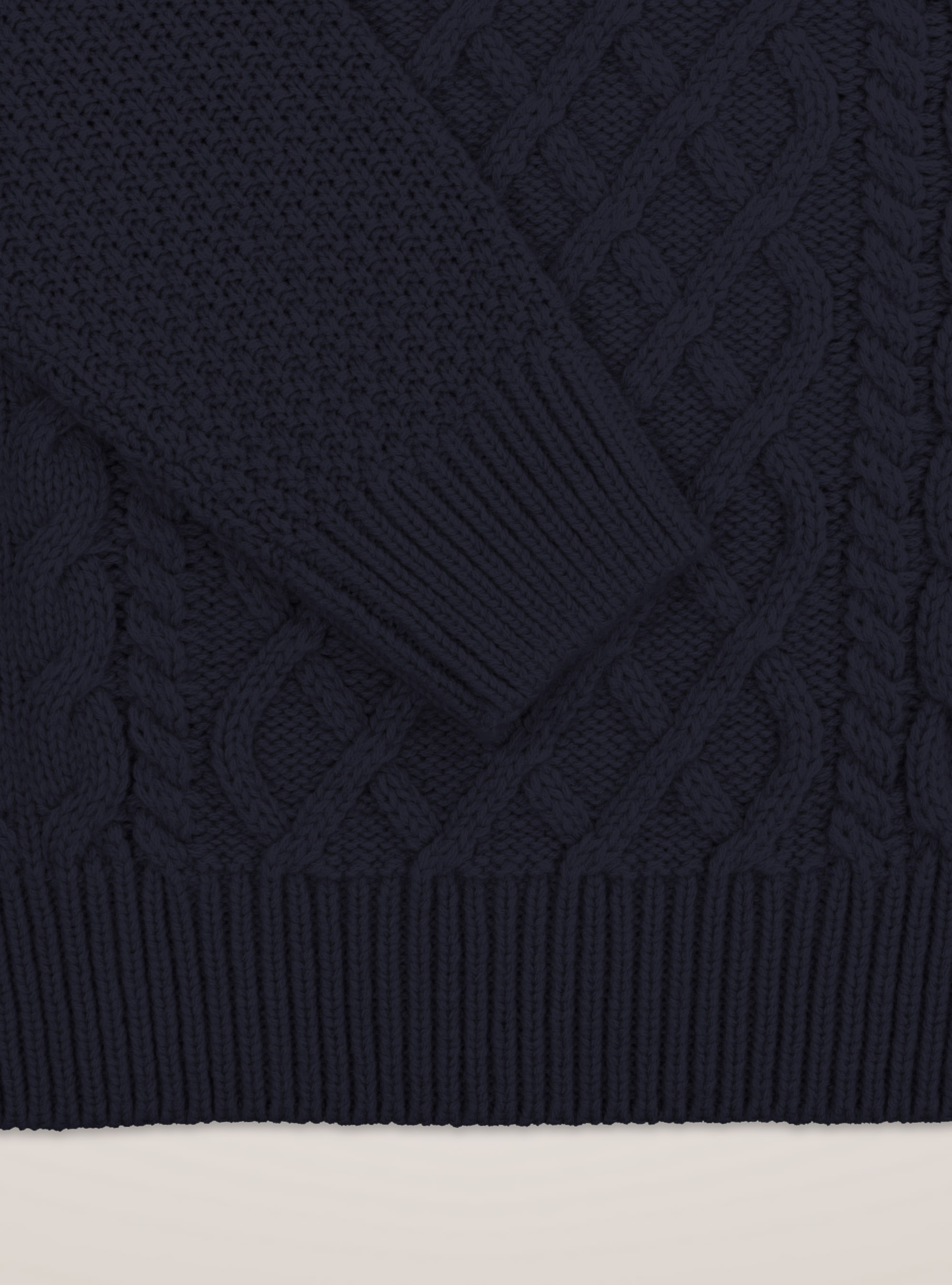 Jersey de lana de cuello alto trenzado, AZUL MARINO