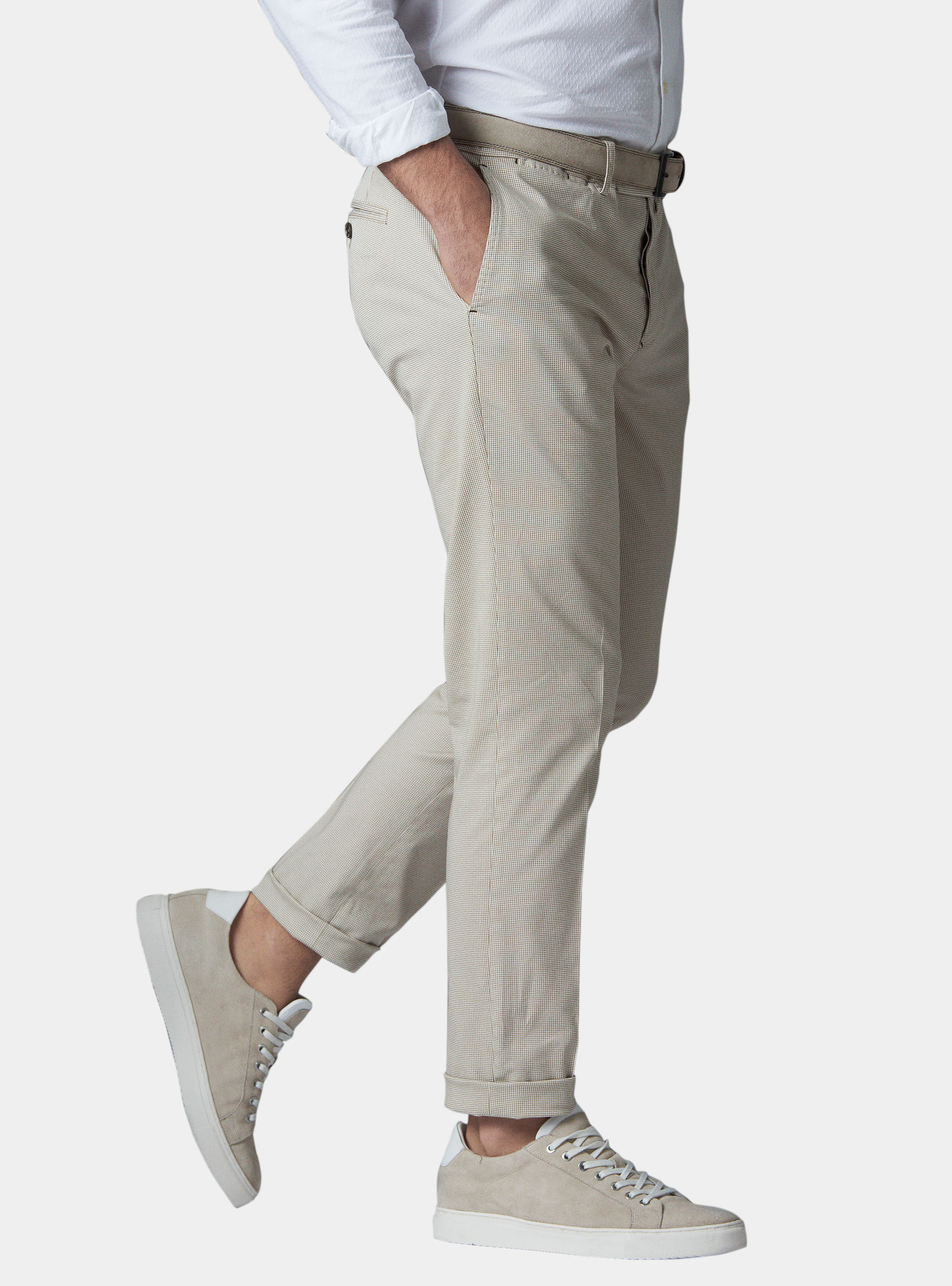 Pantaloni in cotone stretch, ECRU
