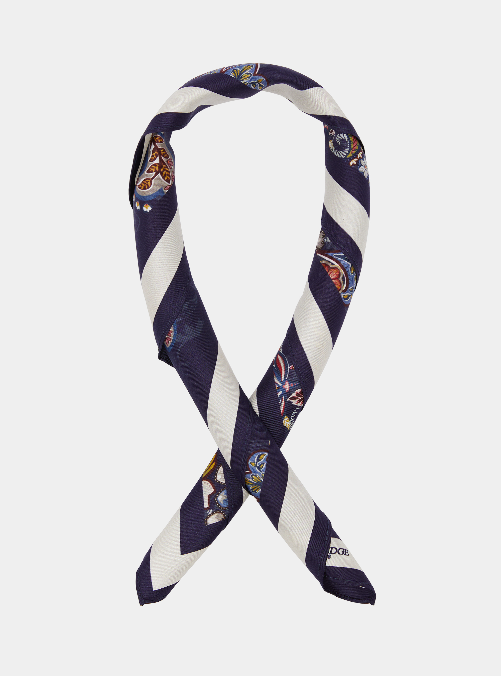 Floral print silk foulard, NAVY BLUE