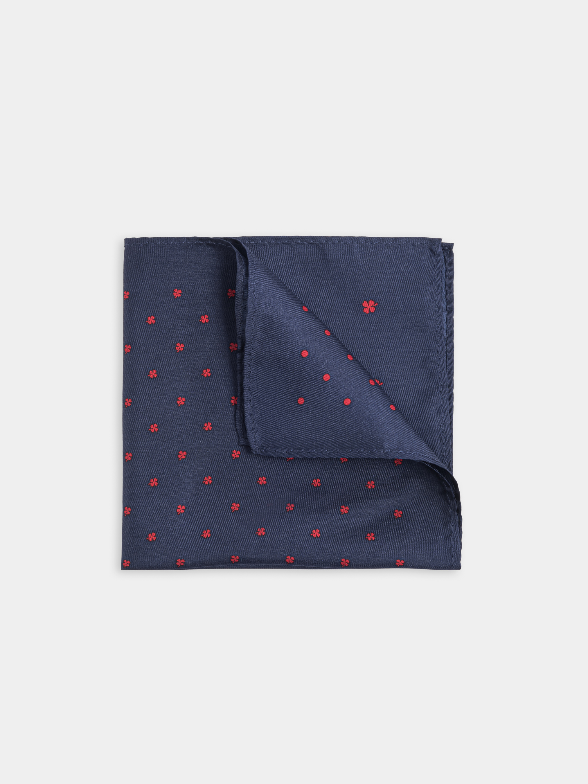 Micro patterned silk pocket square, RED