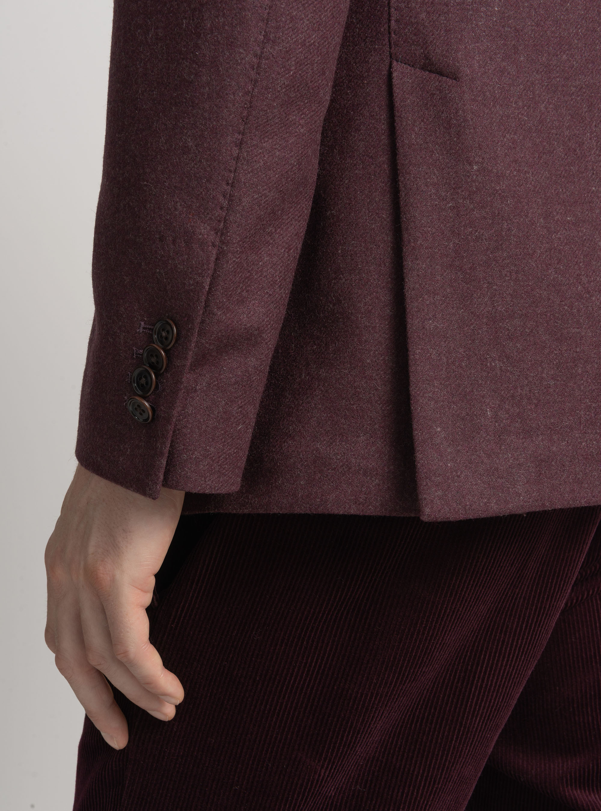 Giacca coreana in flanella di lana, BORDEAUX