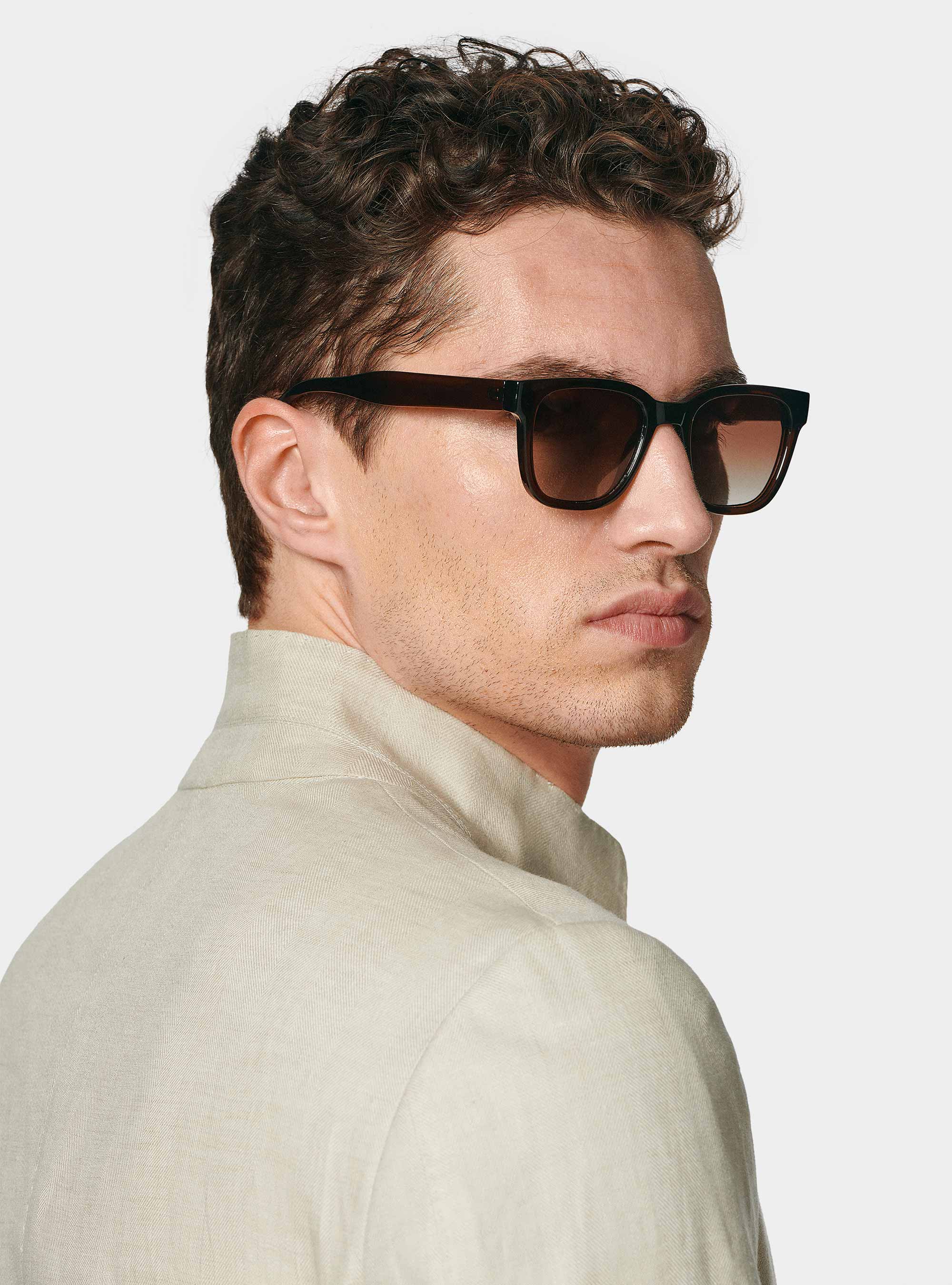 Veste cor&eacute;enne en lin pur &agrave; chevrons, &Atilde; CRU