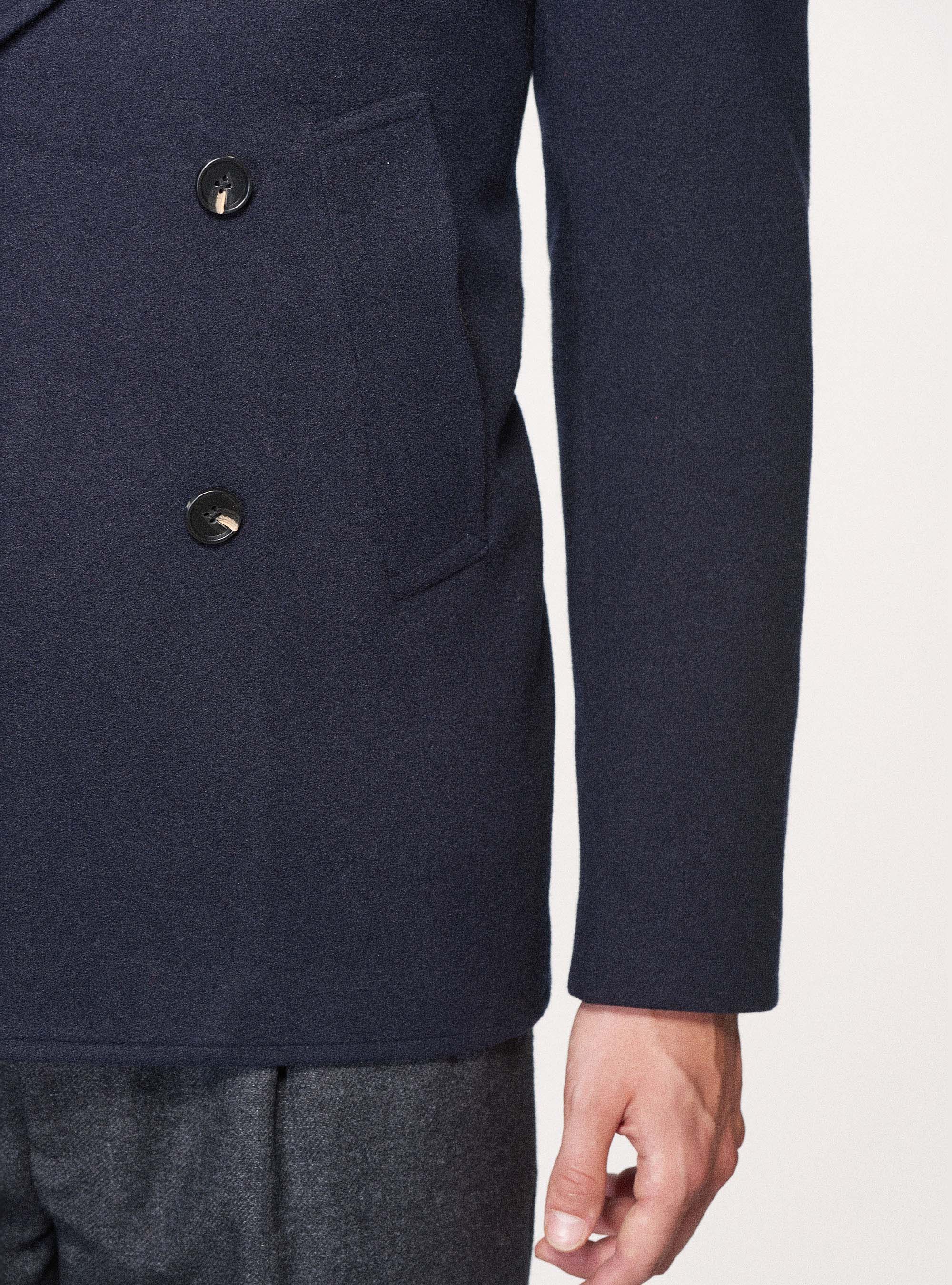 Peacoat in misto lana, BLU NAVY