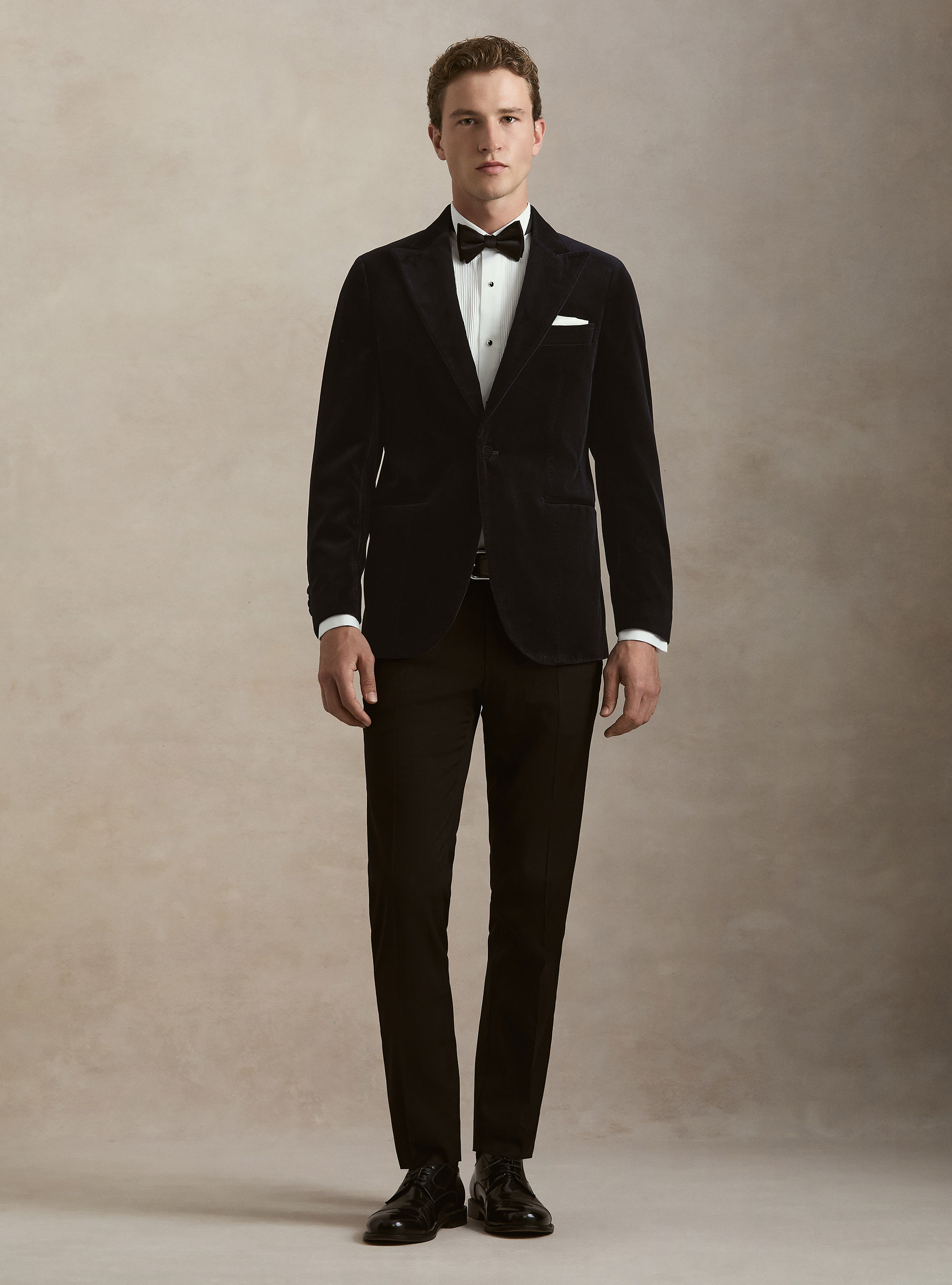 Giacca smoking per abito in velluto liscio, BLU NAVY