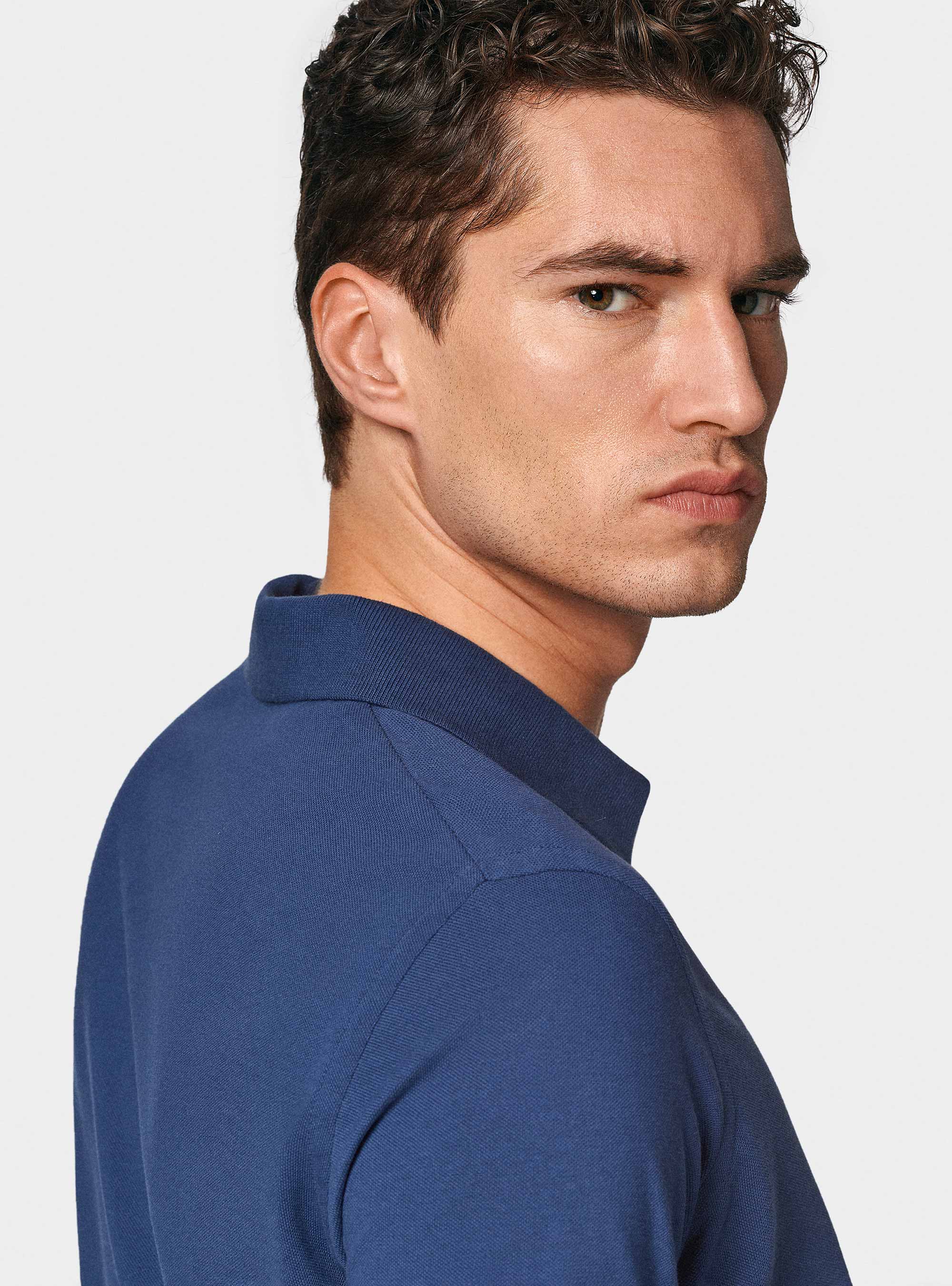 Polo classica in piquet, 0243C DENIM