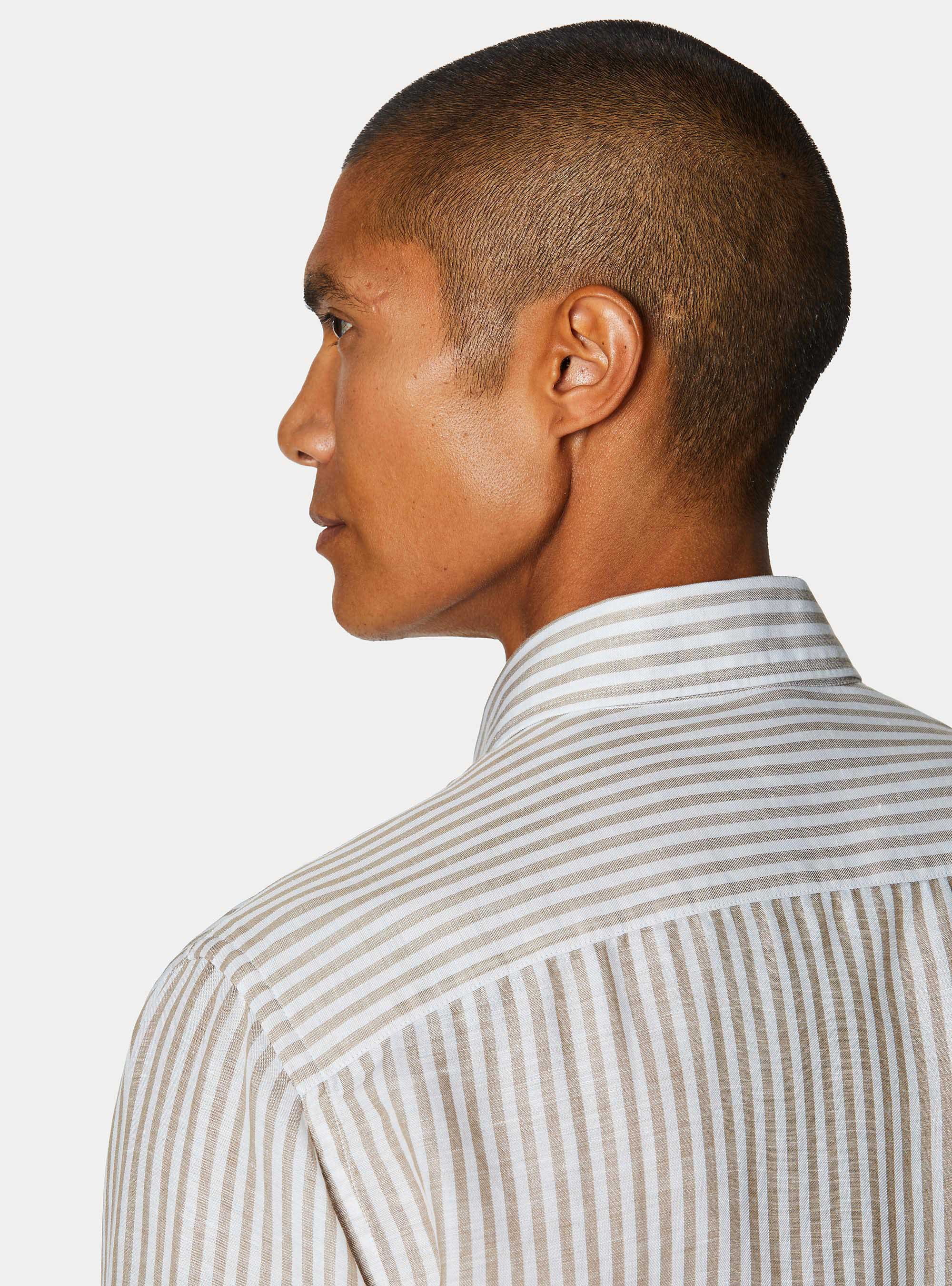 Camisa de rayas en mezcla de lino, ARENA