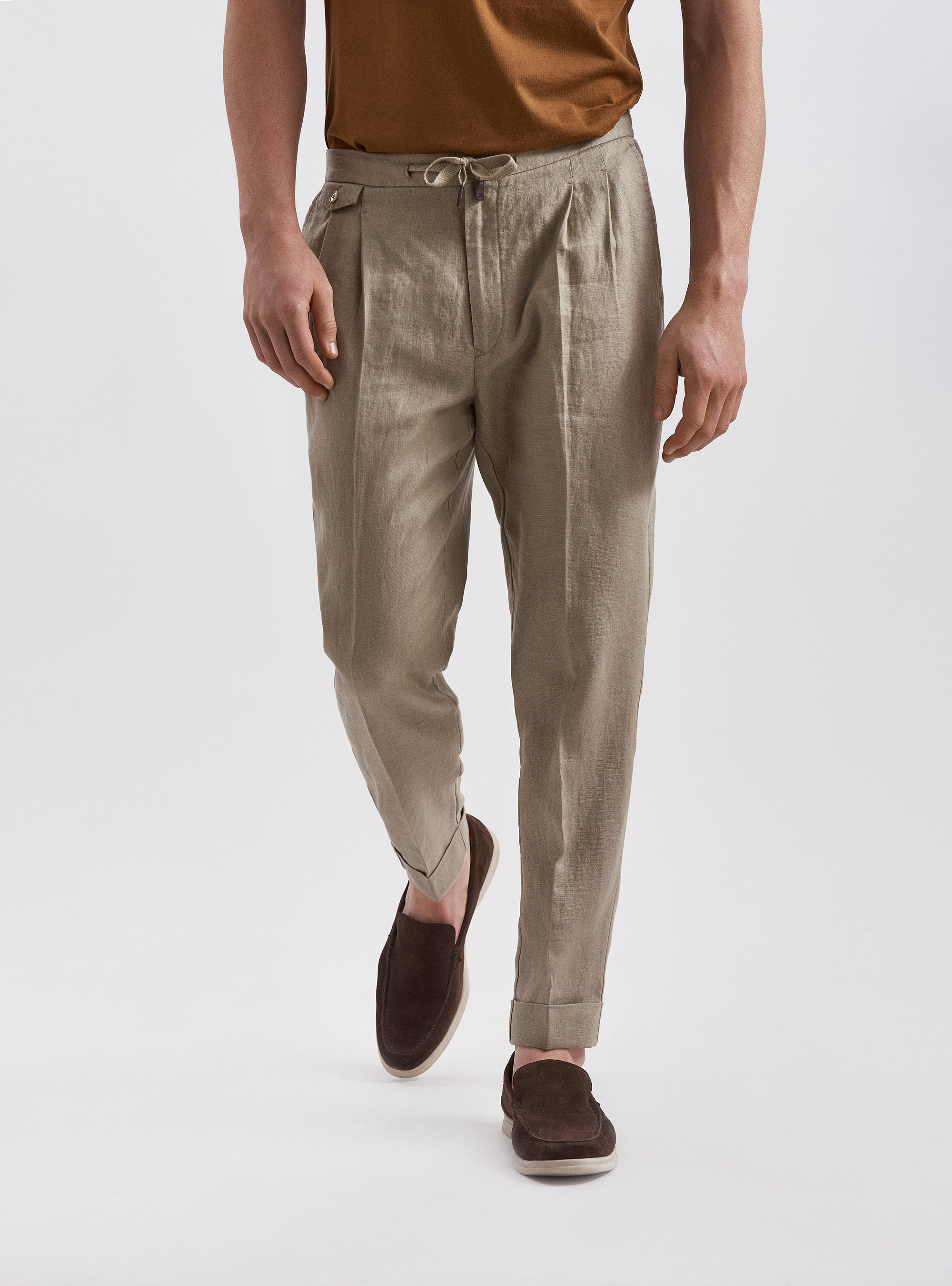 Linen trousers with drawstring 