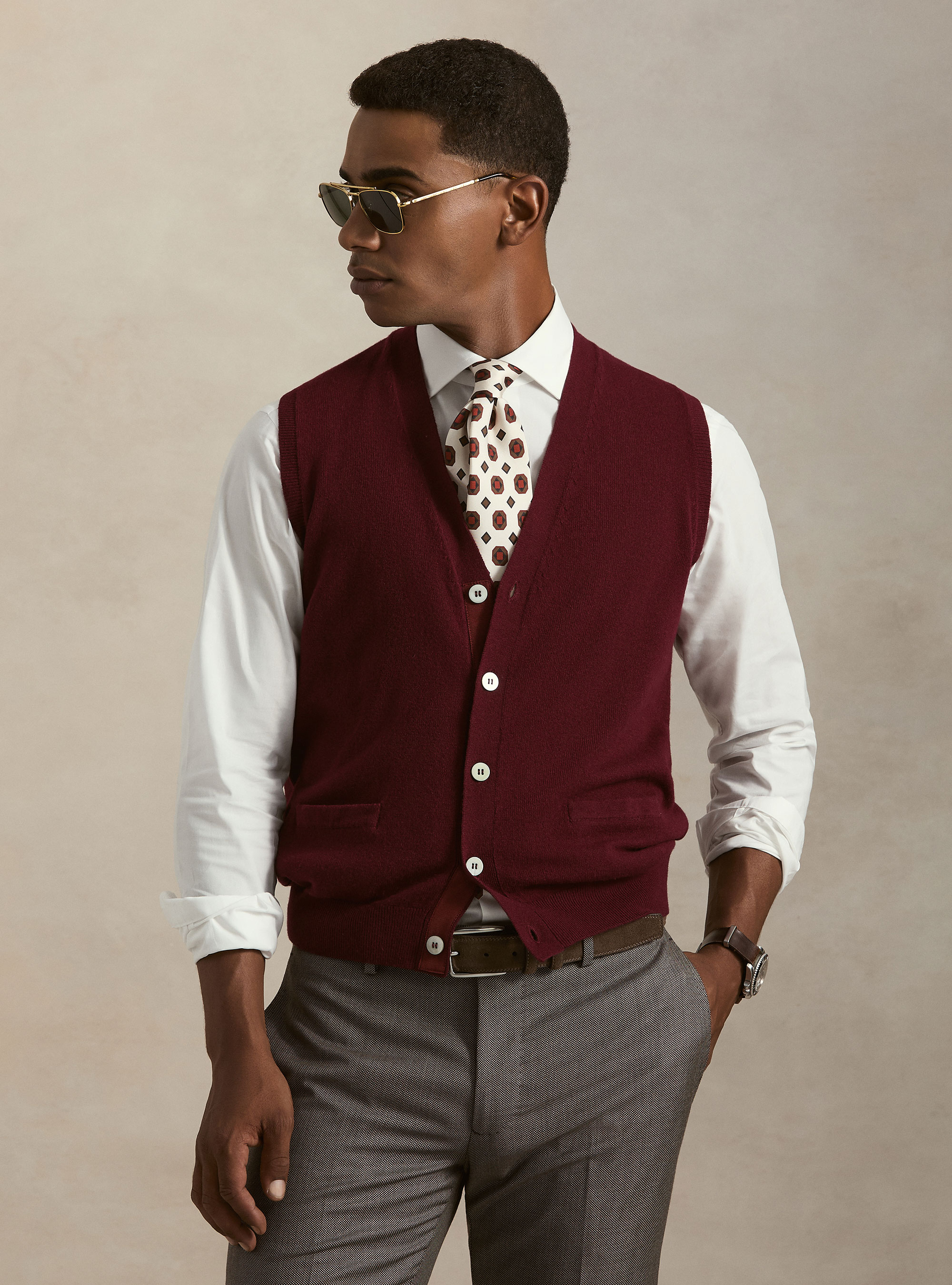 Lambswool and cashmere knit vest, VINACCIA 0401C