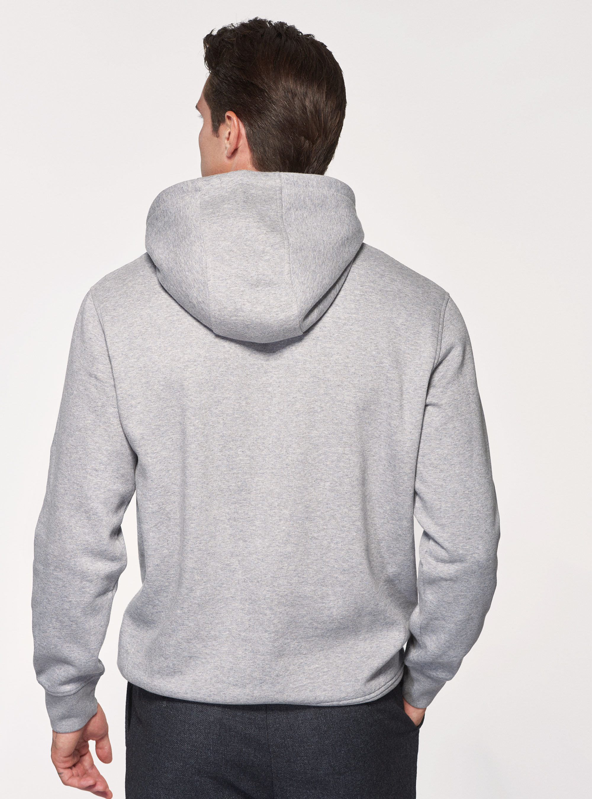 Felpa in misto cotone con cappuccio, GRIGIO CHIARO MELANGE