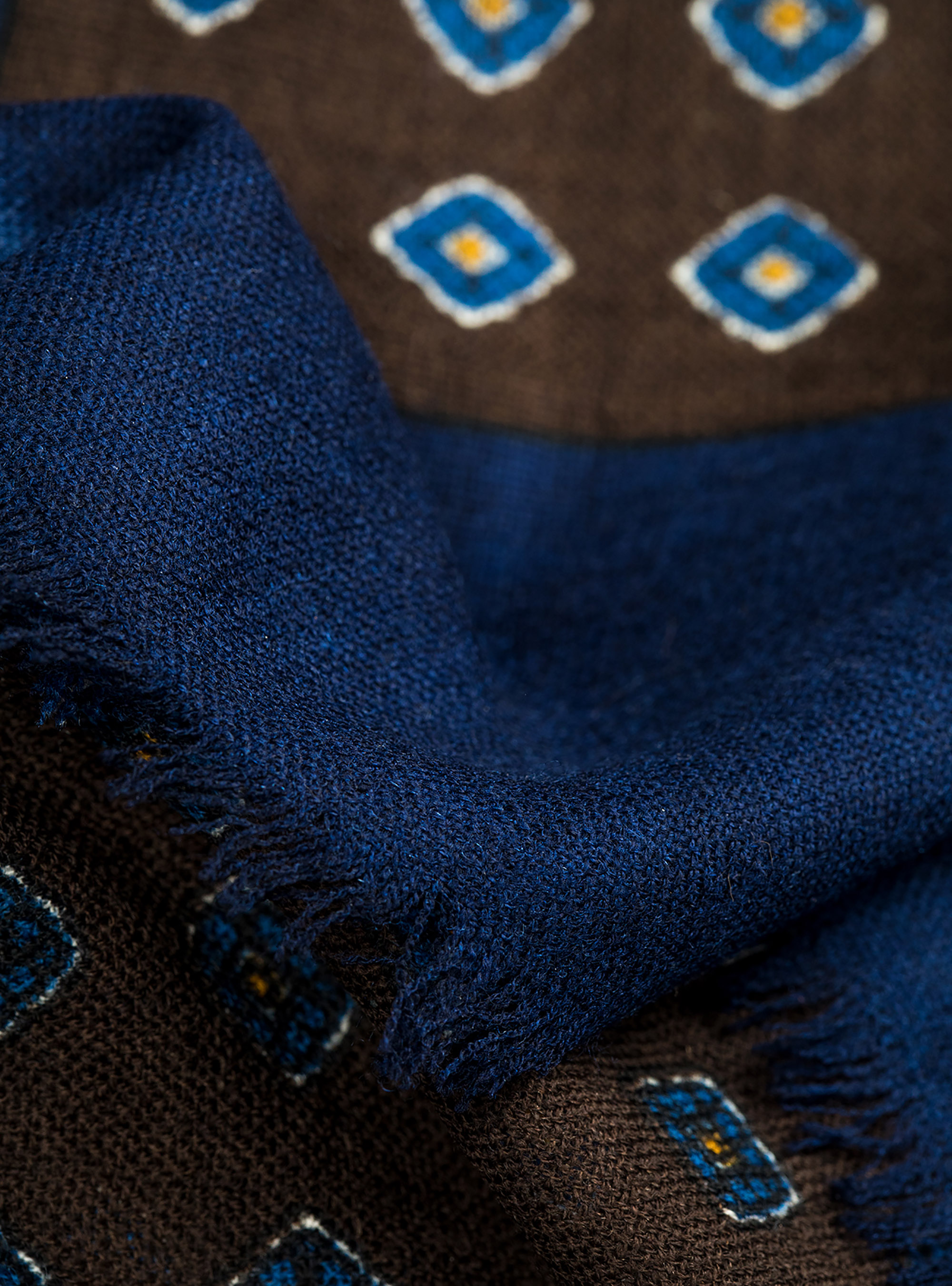 Sciarpa stampata 100% lana, BROWN