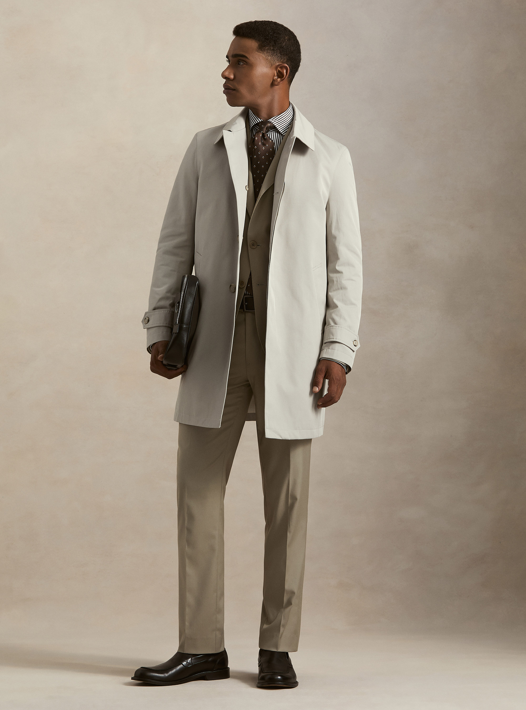Single-breasted padded cotton blend raincoat, ECRU