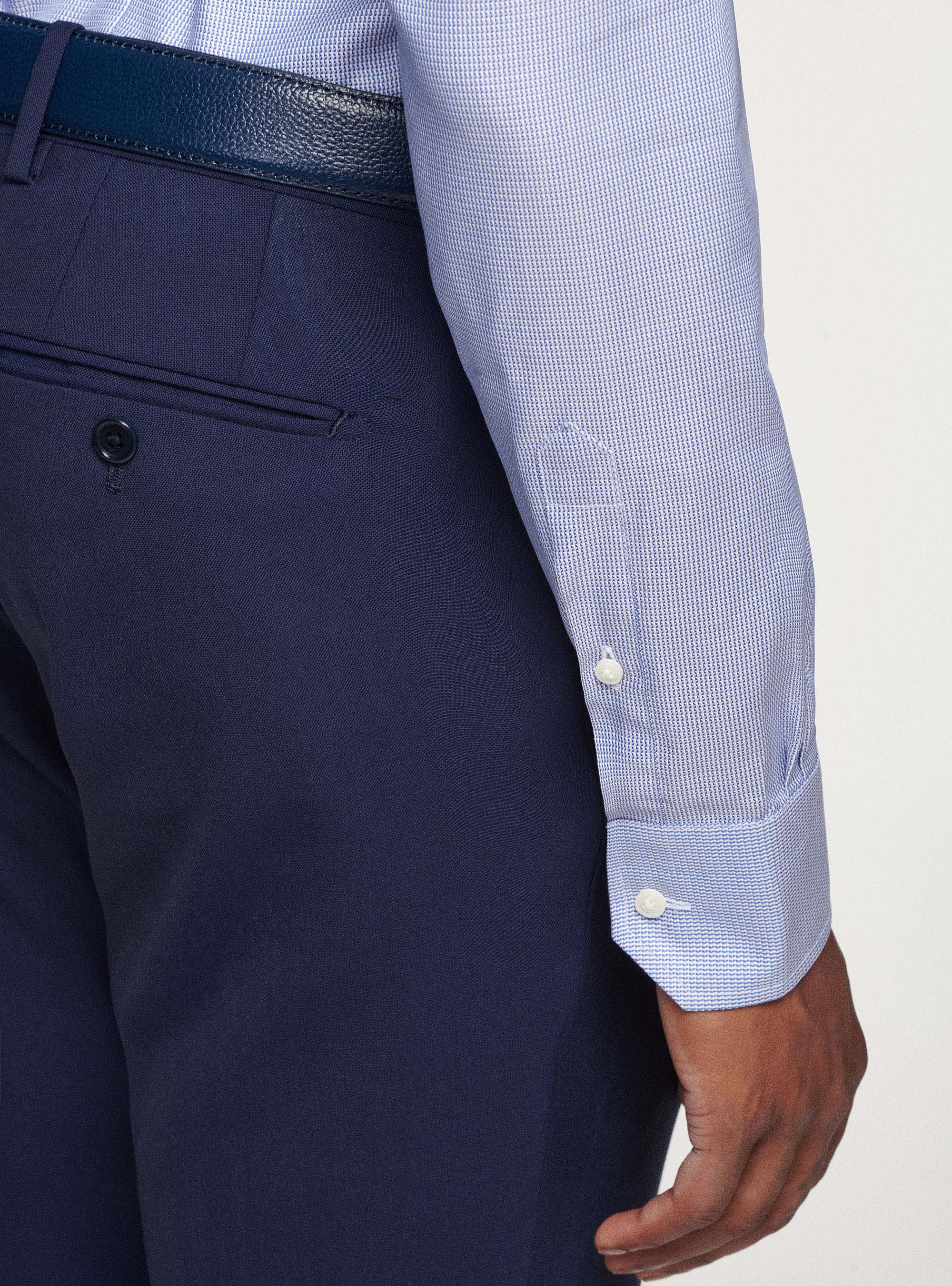 Camicia in cotone operato, BLU