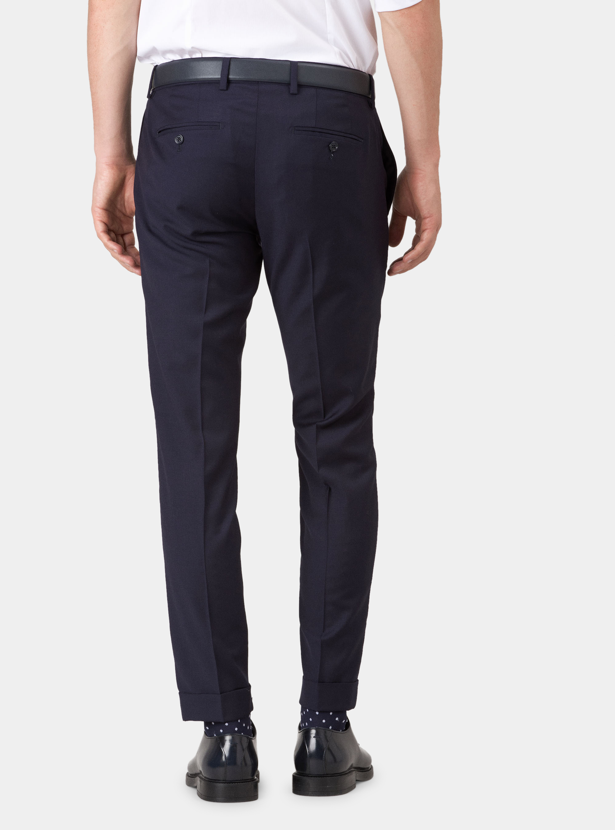 Pantaloni per abito drop 4 in fresco lana, BLU NAVY