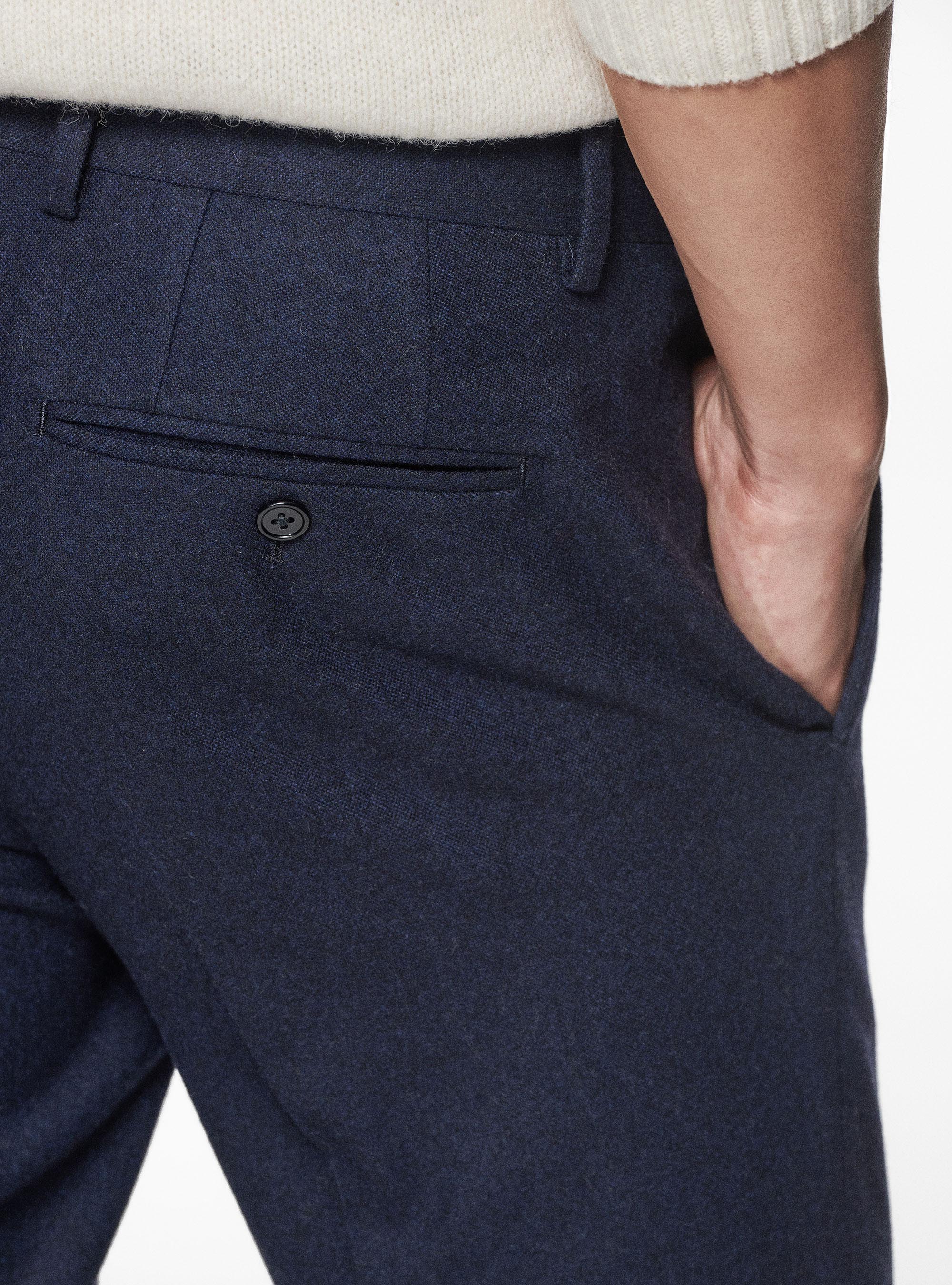 Pantaloni in flanella di misto lana Duemilagori, BLU NAVY